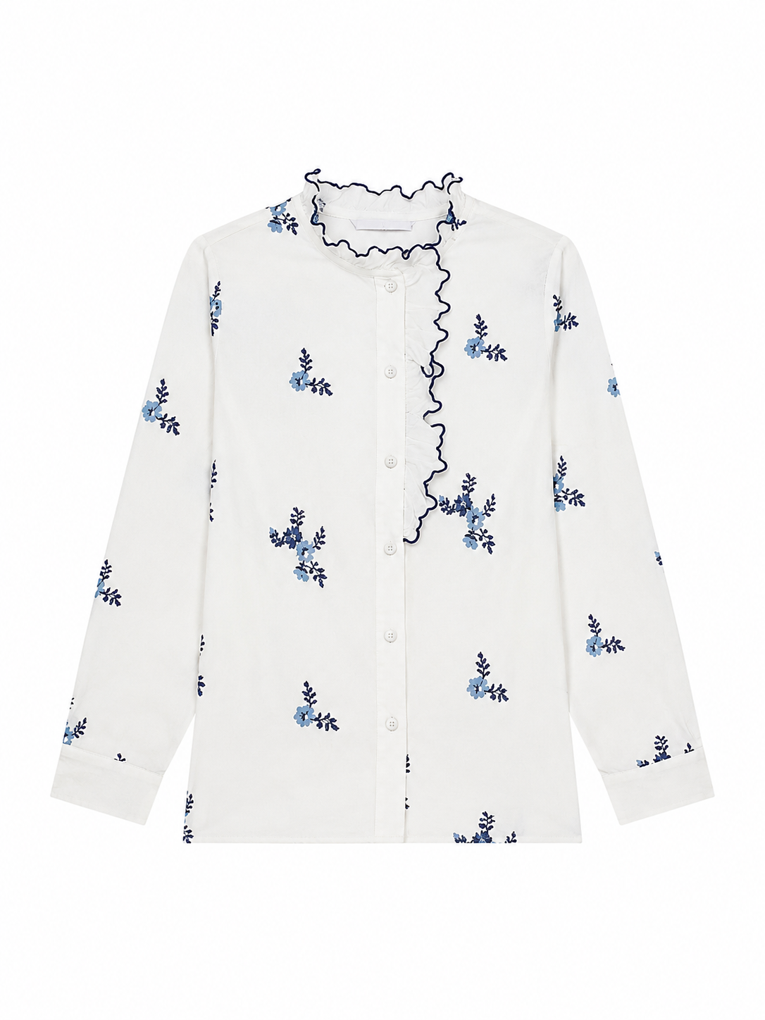 Floral Embroidered Ruffle Trim Blouse AN-710005