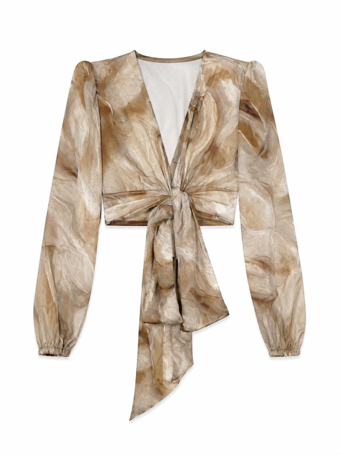 Minimalist Sheer Tie-Dye Long-Sleeve Wrap Blouse LA-710010