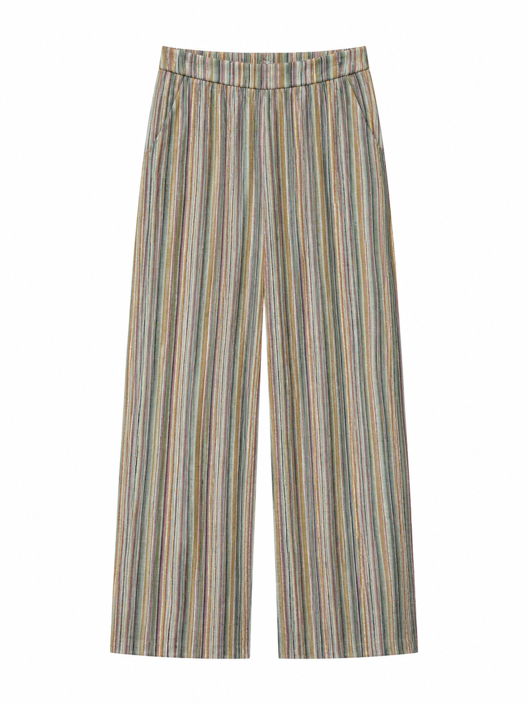 Elastic Waist Striped Wide Leg Pants - Versatile Boho Bottoms D-42124