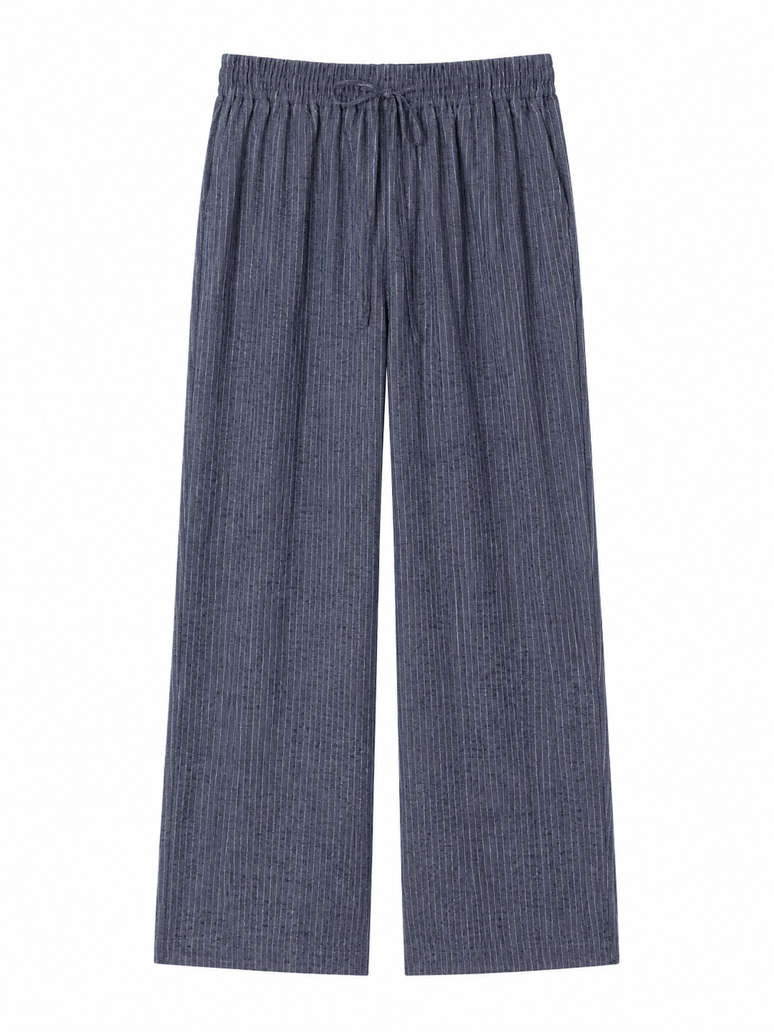 Women's Khaki Textured Drawstring Wide Leg Pants - Relaxed Fit Trousers  S-2543