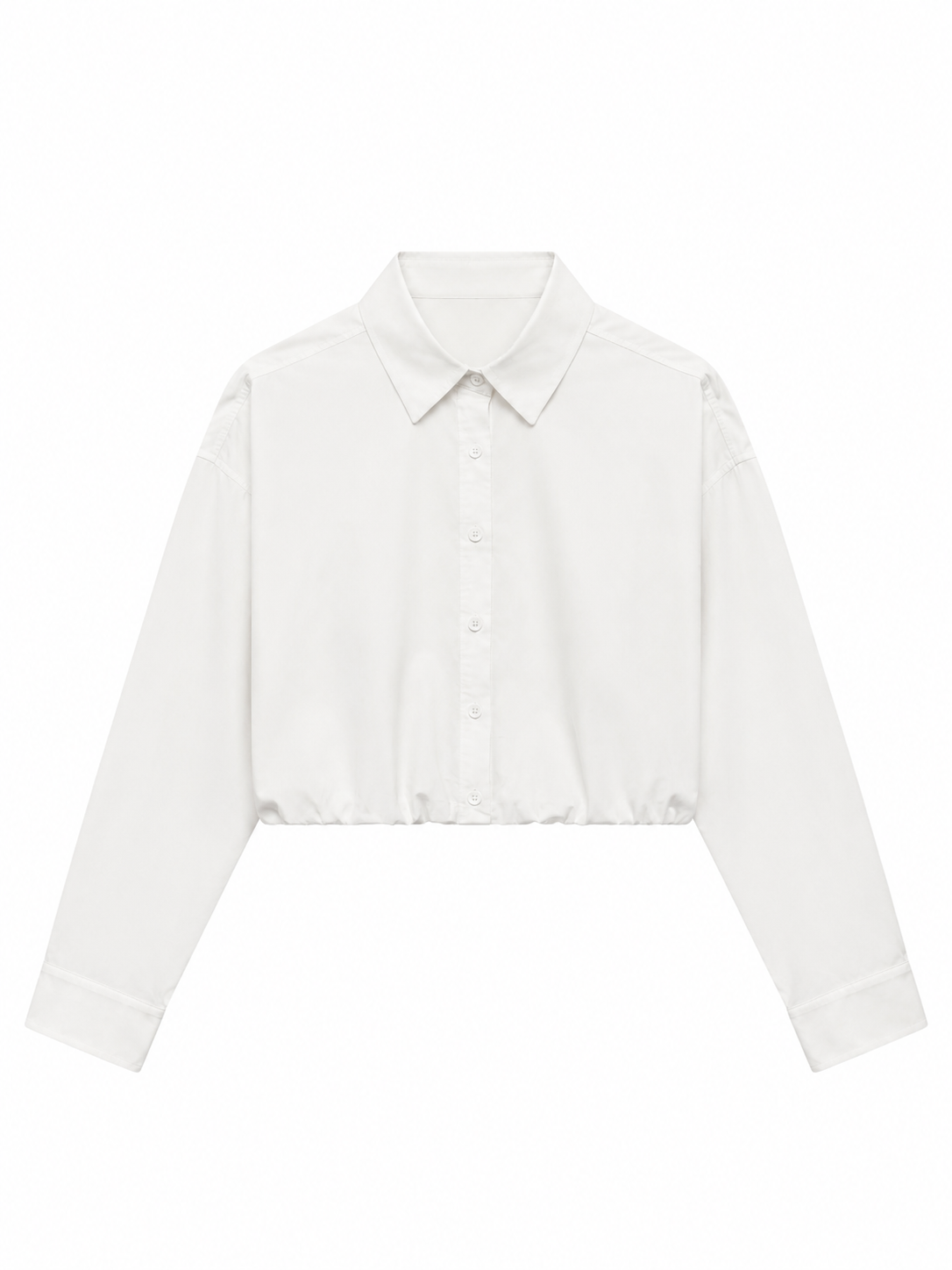 Women’s Minimalist Cropped Button-Up Shirt C-42182