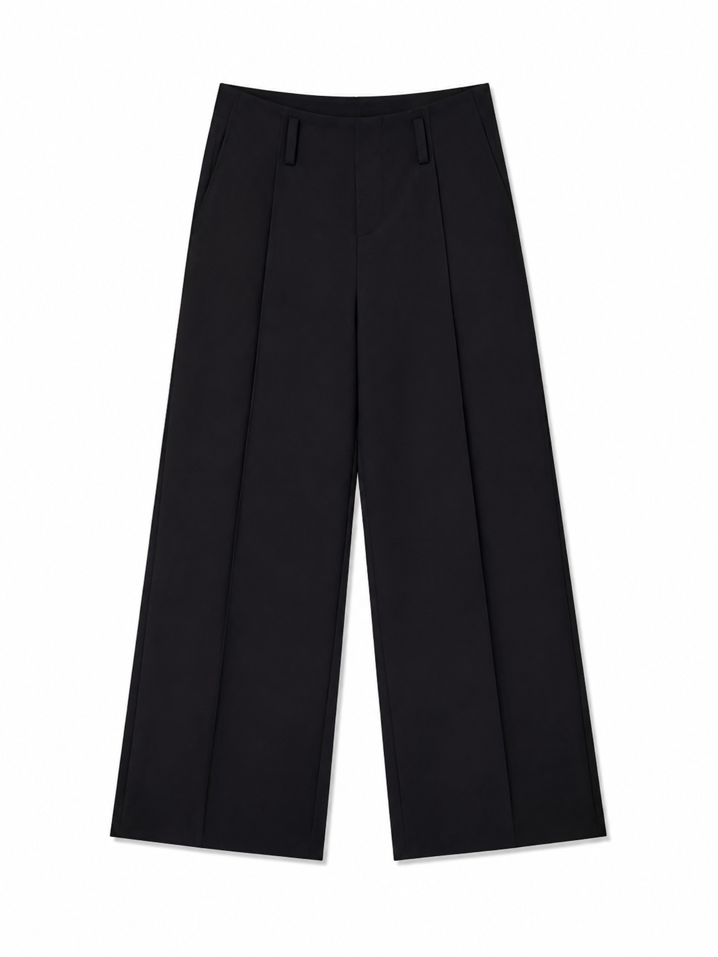 High‑Waisted Solid Black Wide‑Leg Pants, Tailored Pleated Formal Office Trousers For Women YB-007