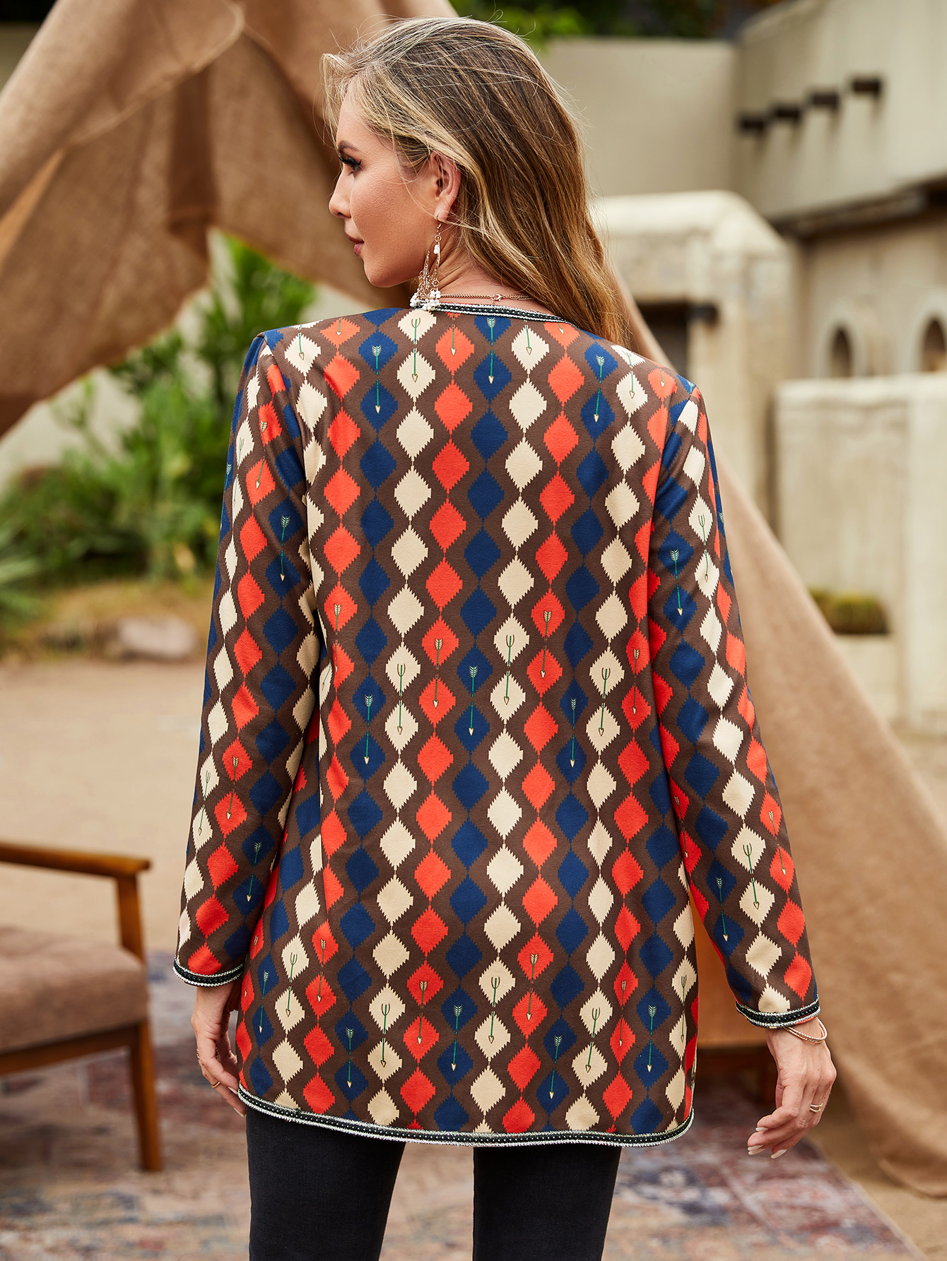 Elegant Multi-Color Printed Cardigan