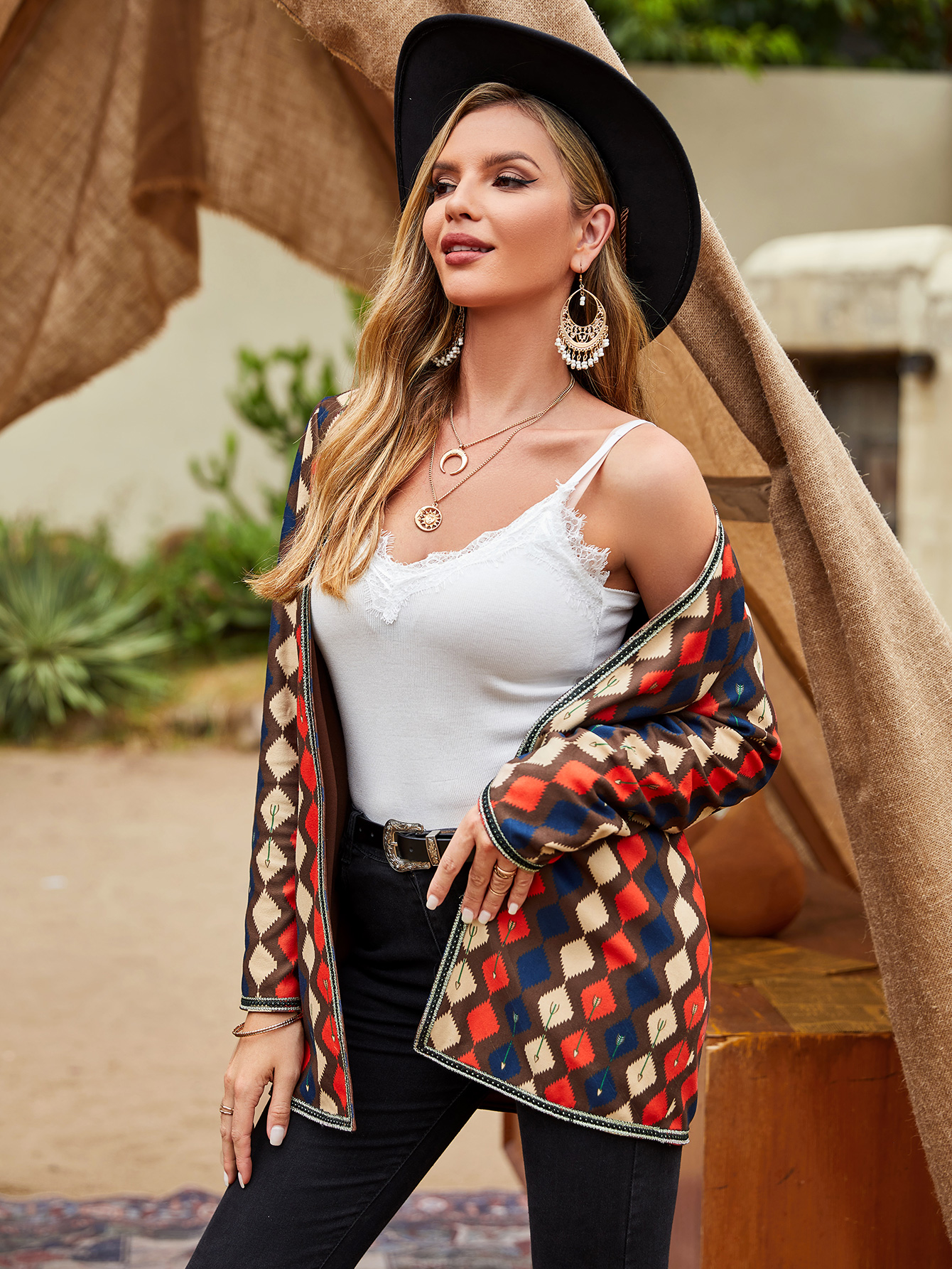 Elegant Multi-Color Printed Cardigan