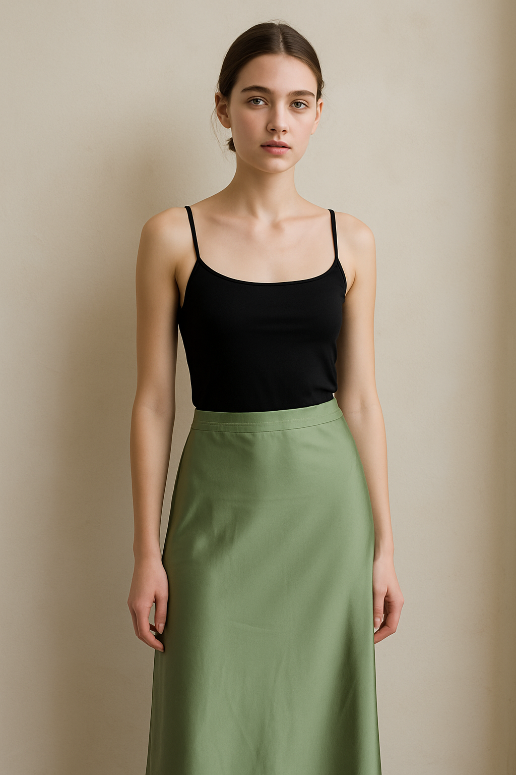 Women’s Satin High Waist Slip Midi Skirt LA-030409