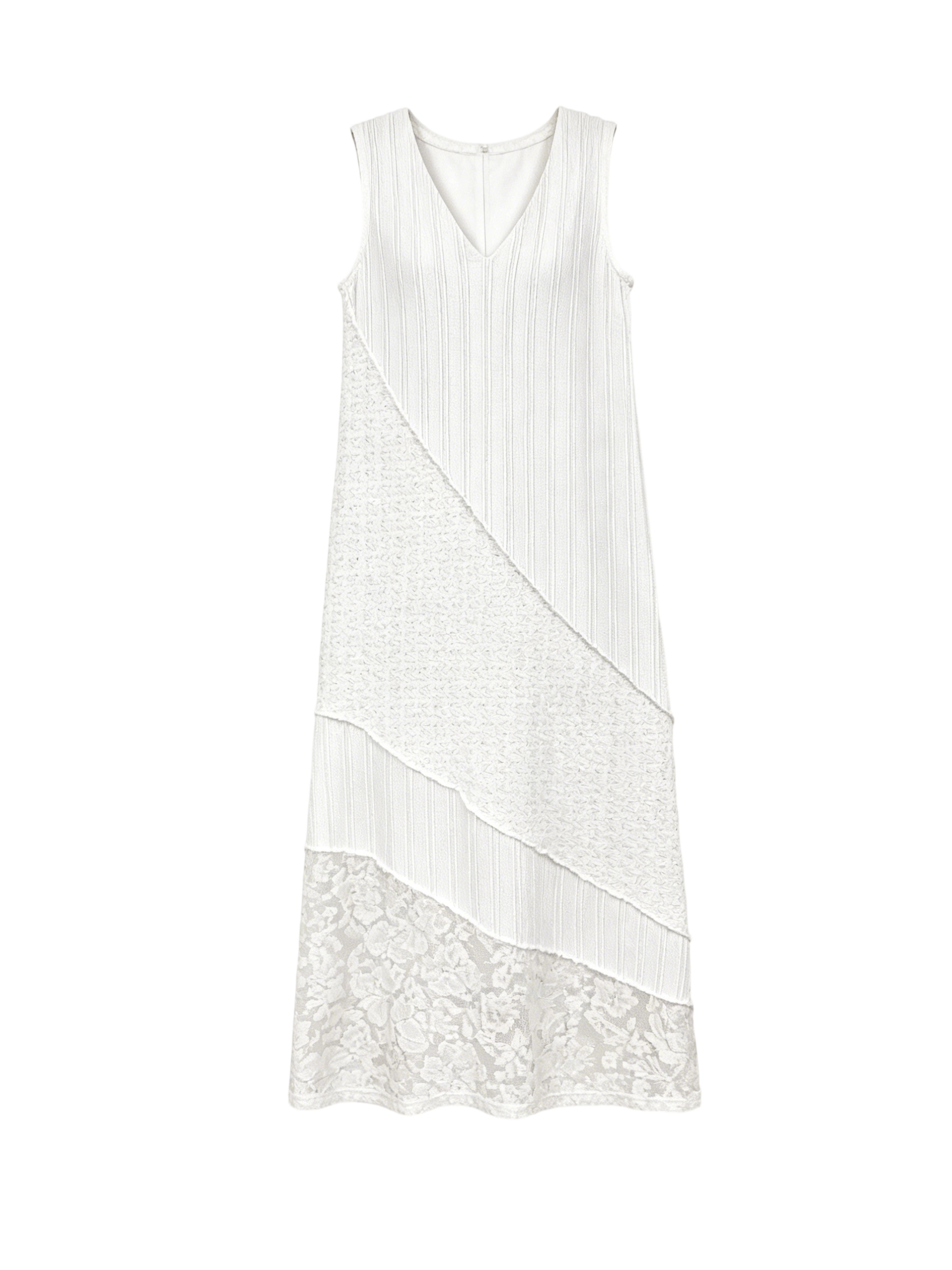 Women’s Summer Boho Patchwork Lace V Neck Sleeveless Maxi Dress S-38138