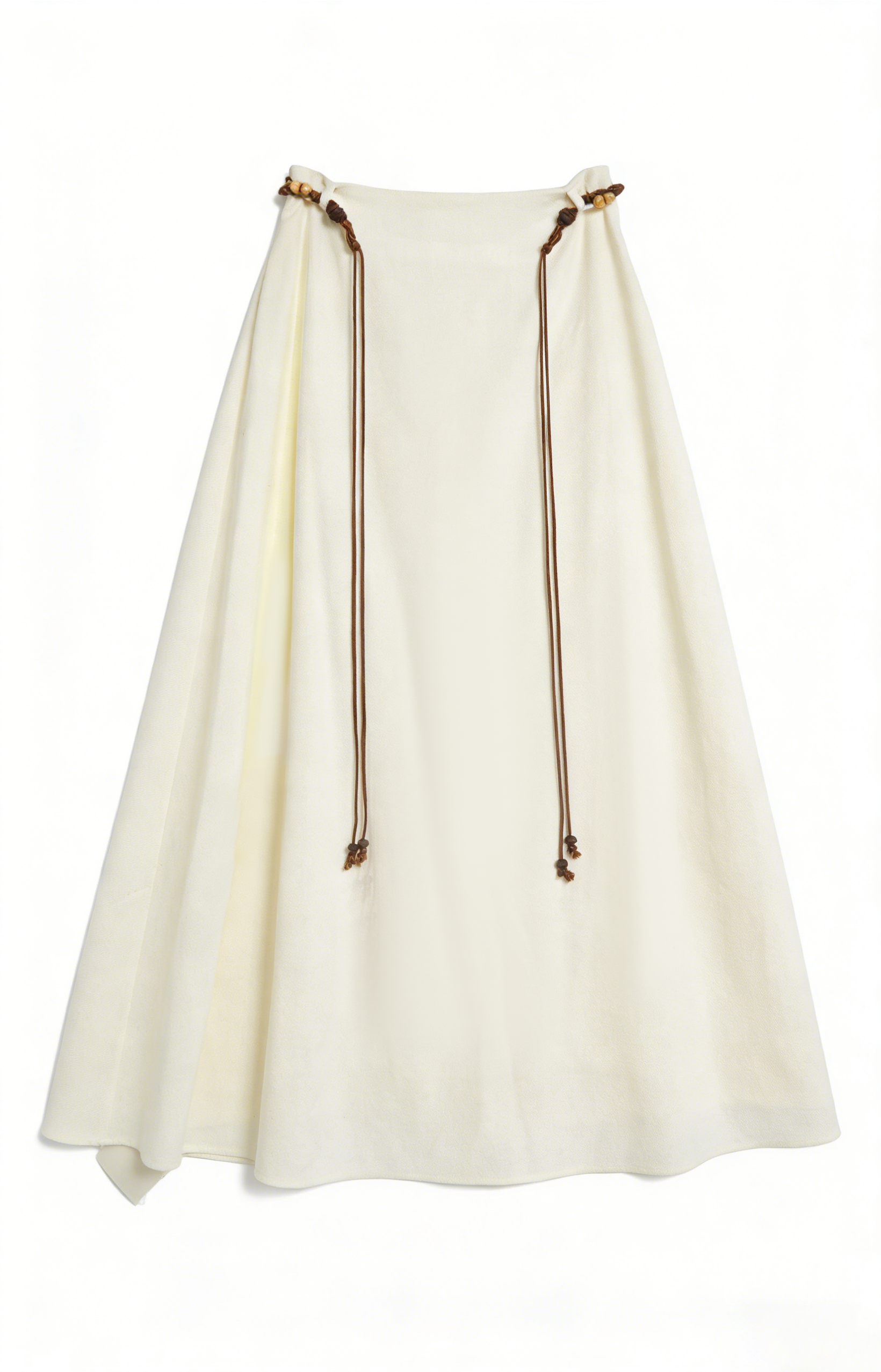 Elegant White Floral Drawstring Skirt - High Waist Flowy Casual Skirt  C-41935A