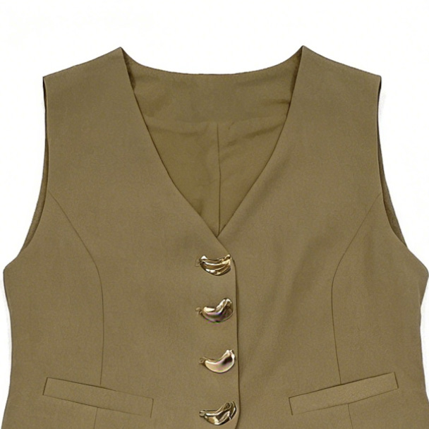 Elegant Tailored Vest and Pleated Wide-Leg Trousers Set C-41252+C-41253