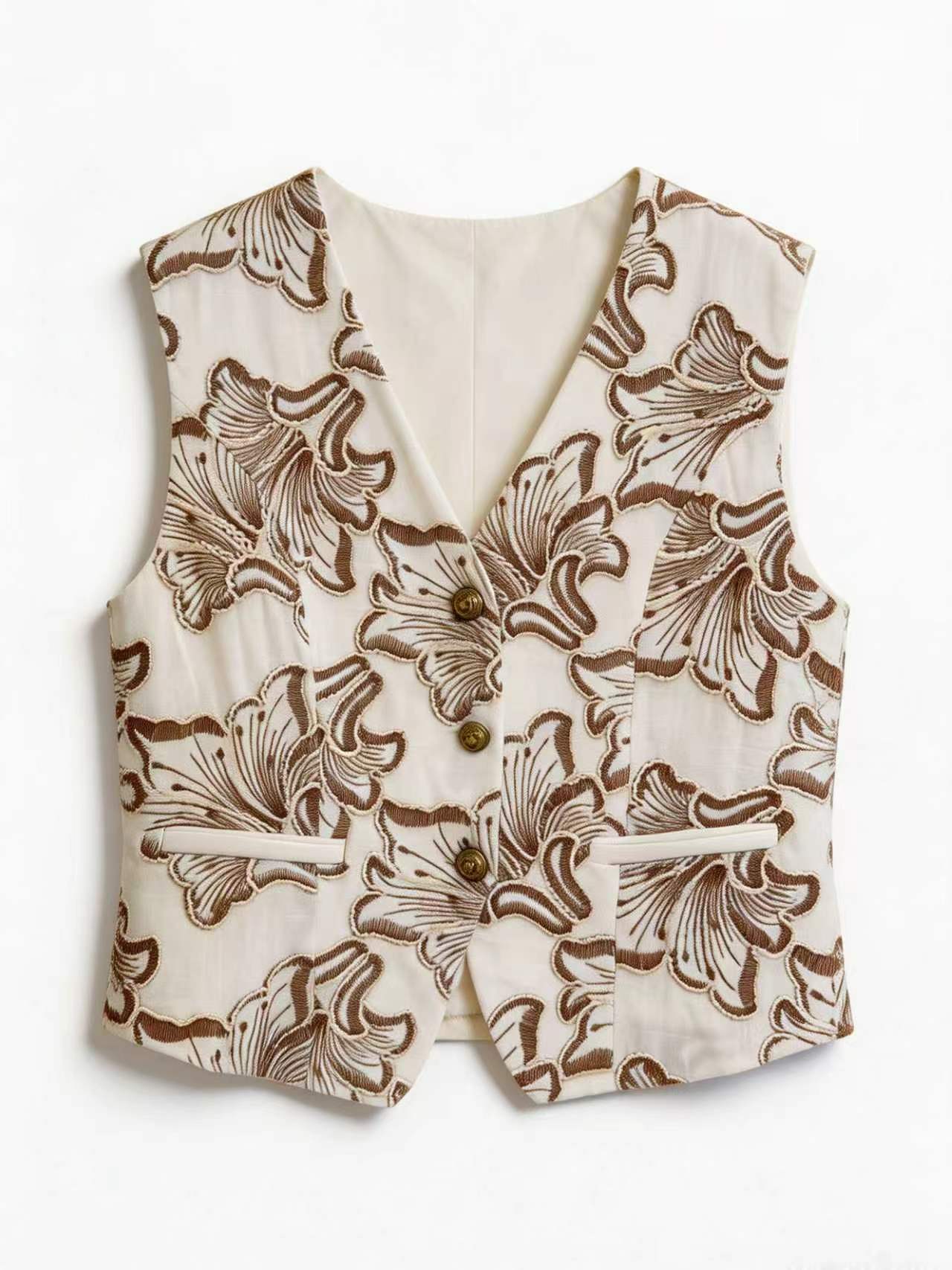 Women's Floral Jacquard Vest  AN-620032
