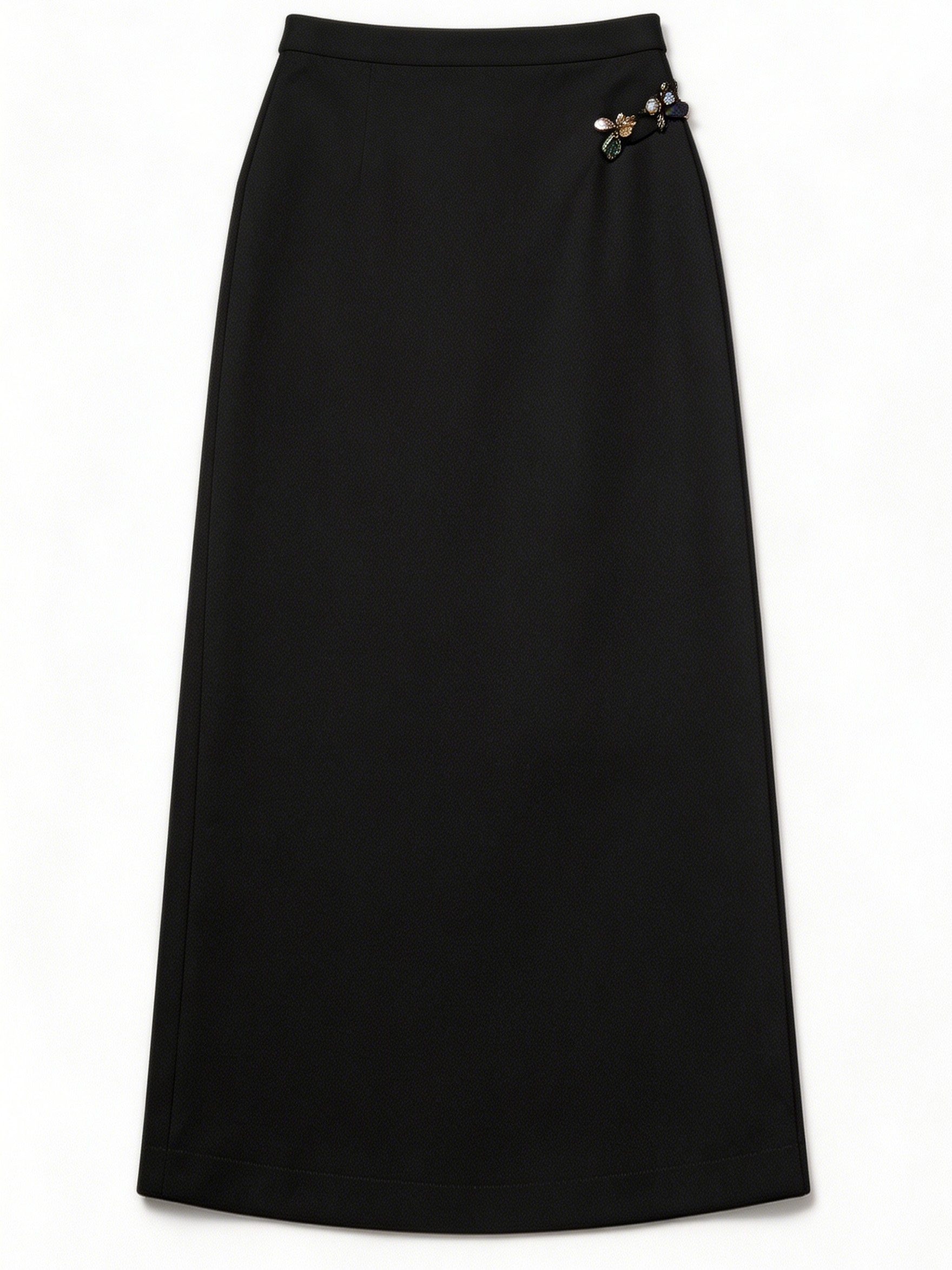 Quiet Luxury Black Draped Wrap Midi Skirt Y-22101