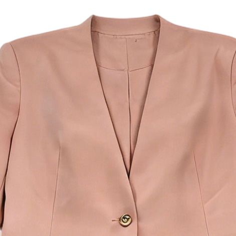 Blush Pink Collarless Blazer Wide Leg Pants Set - Two Piece Office Outfit V-C39959+V-C38668