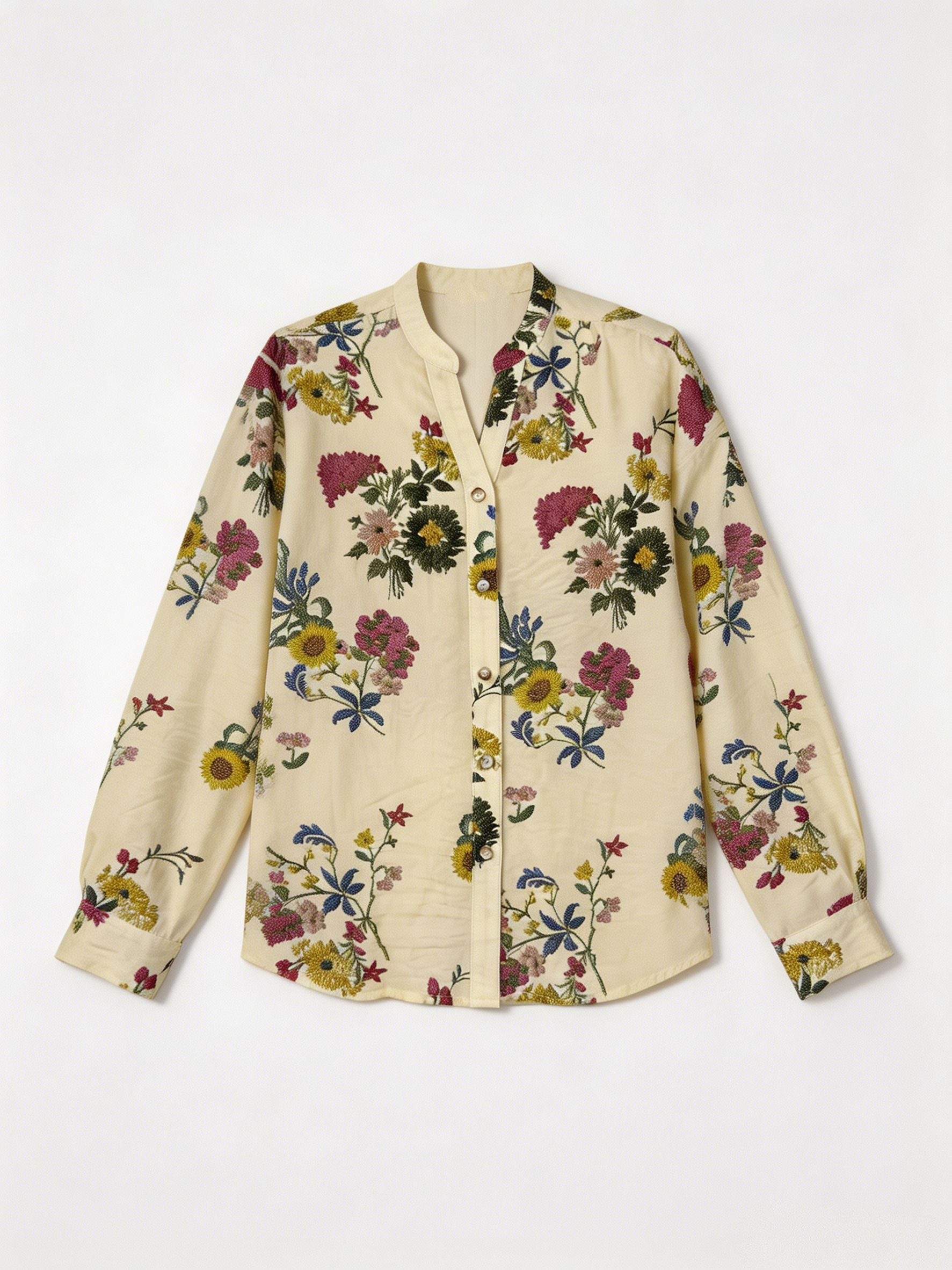 Women’s Floral Embroidered Cropped Blouse A-43140