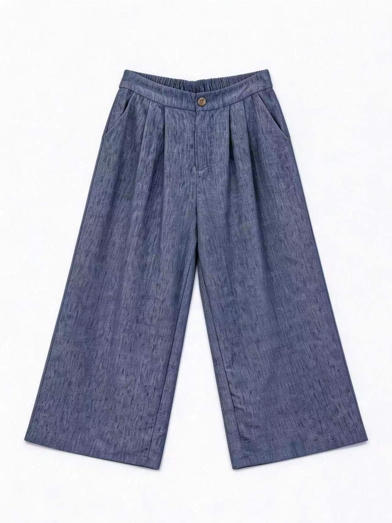 Minimalist High-Waisted Linen-Blend Wide-Leg Pants AN-750017