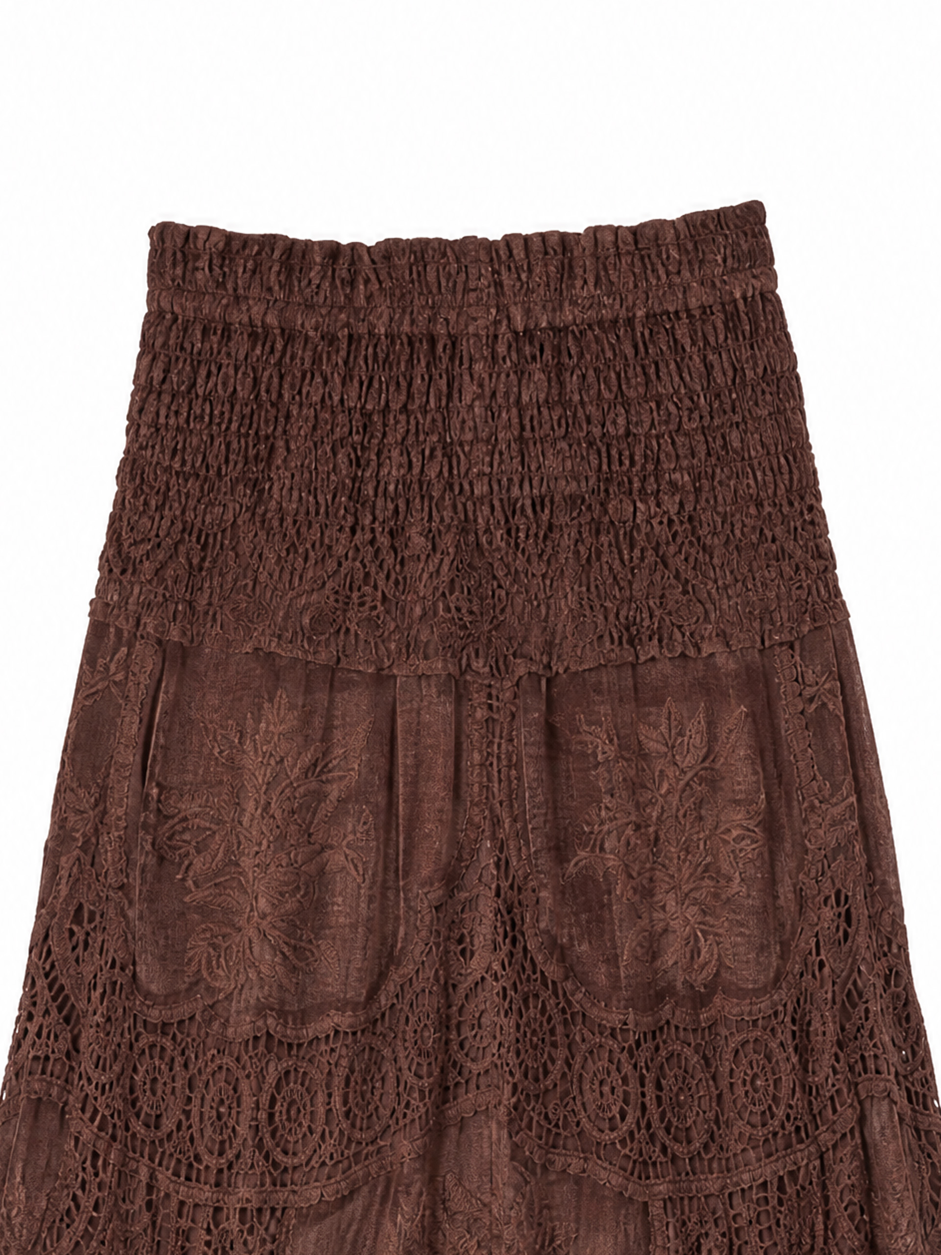 Women's White High-Waist Floral Lace Maxi Skirt 5095