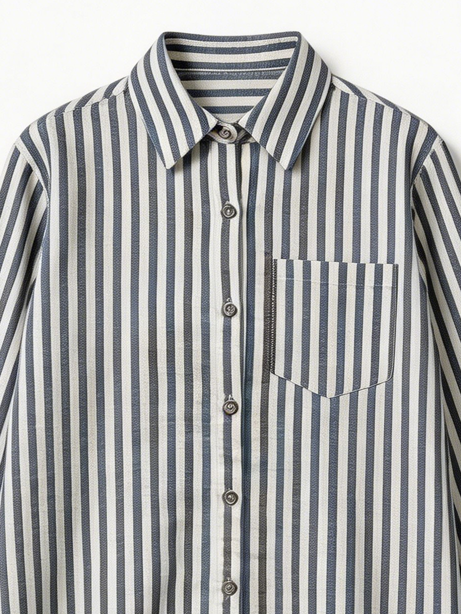 Elegant Blue White Striped Casual Set - Premium Everyday Outfit A-41621+A-41622