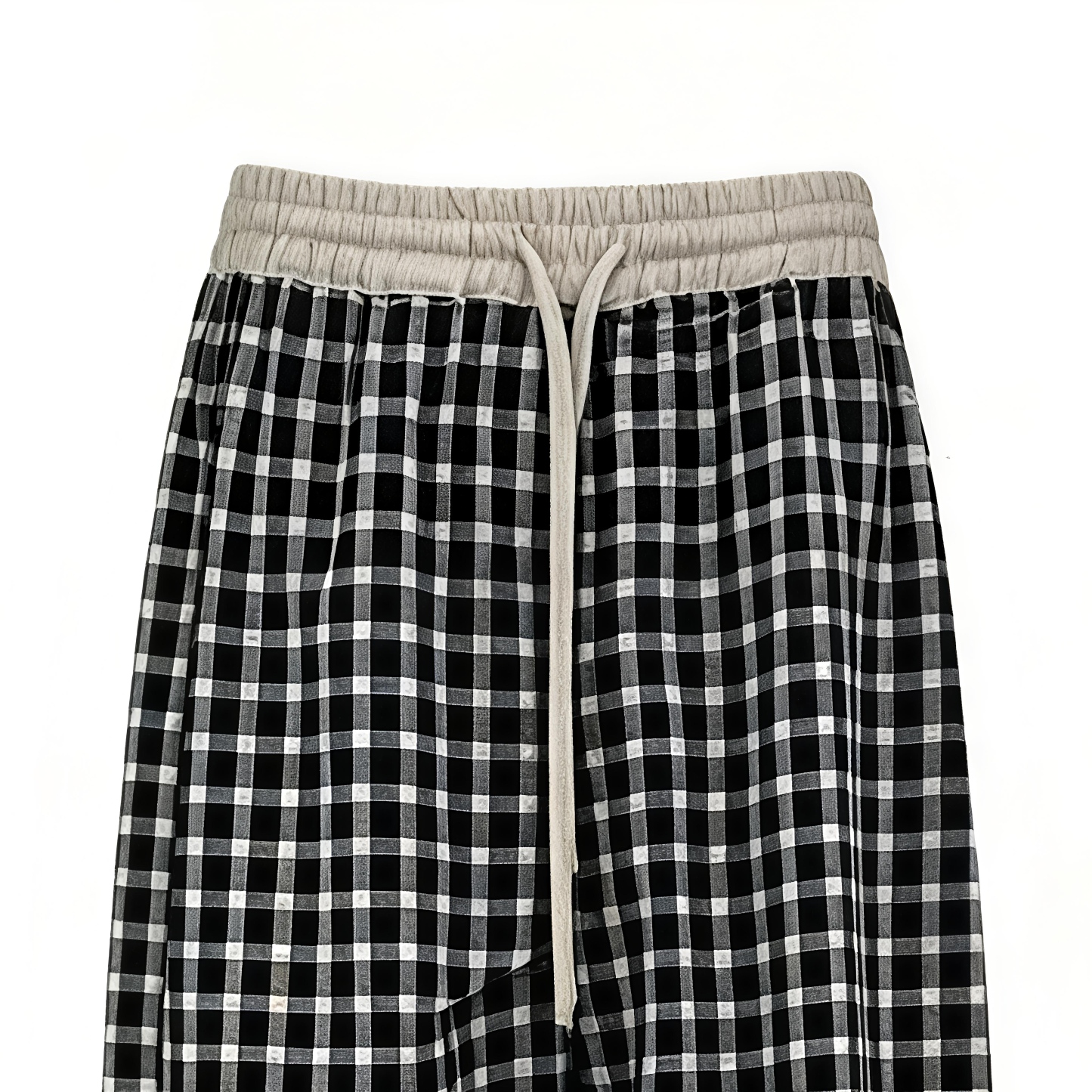 Women's Gingham Wide-Leg Pants with Drawstring Waist AN-620061