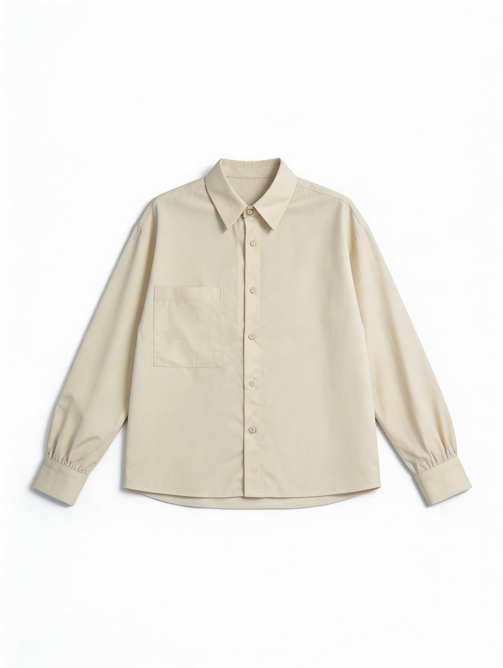 Old Money Style Beige Oversized Shirt - Long Sleeve Casual Top  S-2525