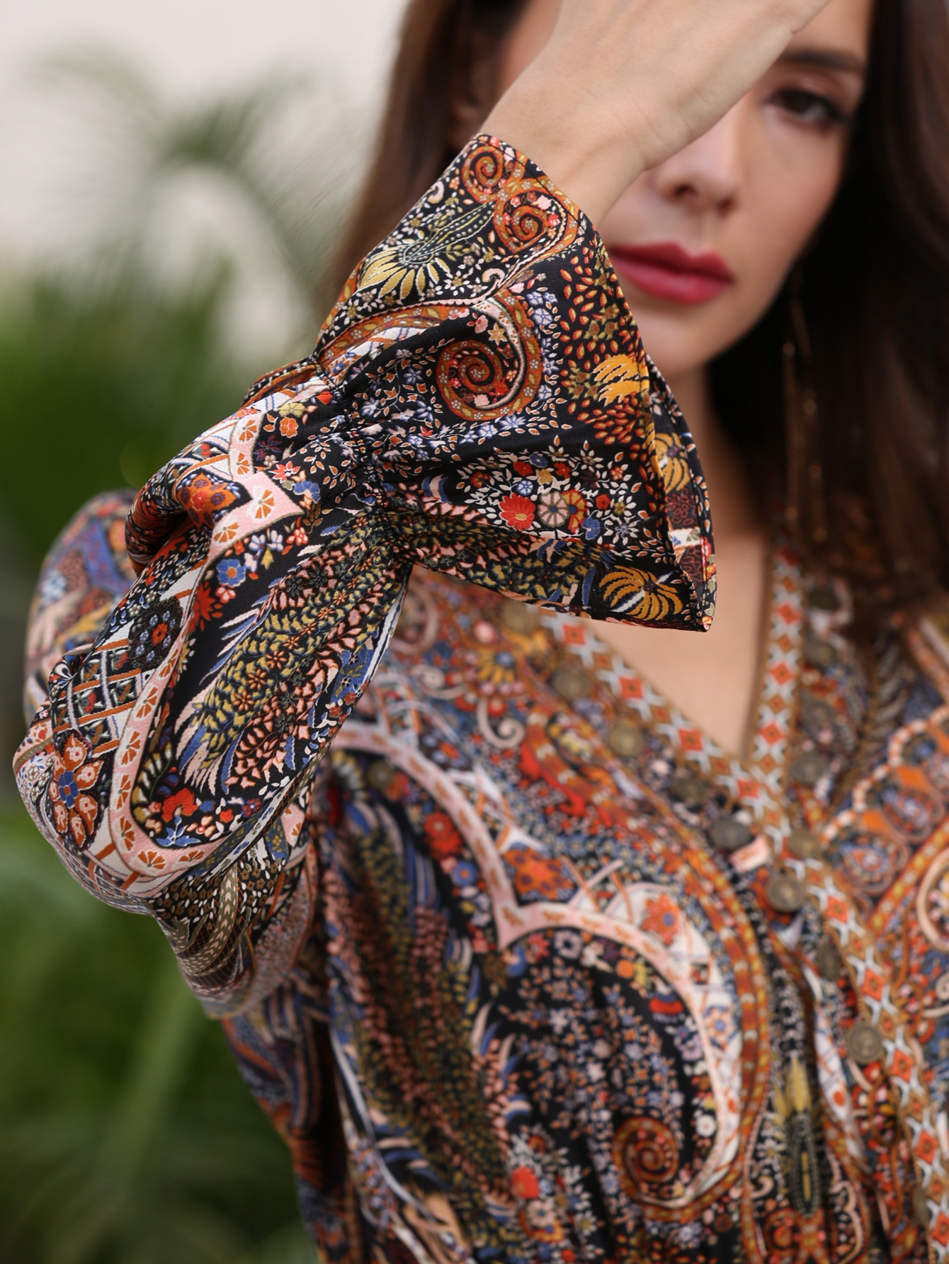 Women’s Vintage Ethnic Boho Midi Dress W-31406