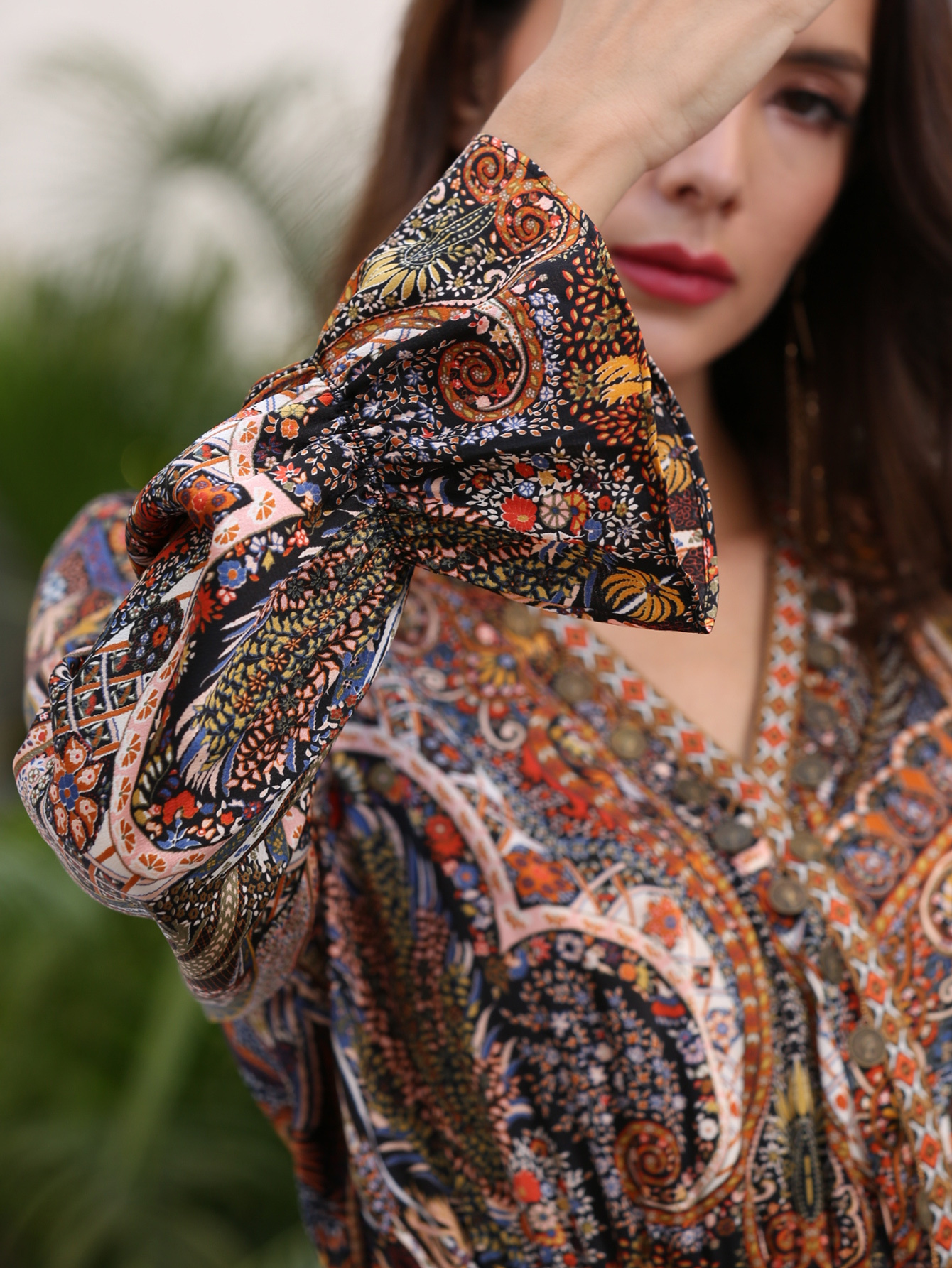 Women’s Vintage Ethnic Boho Midi Dress W-31406