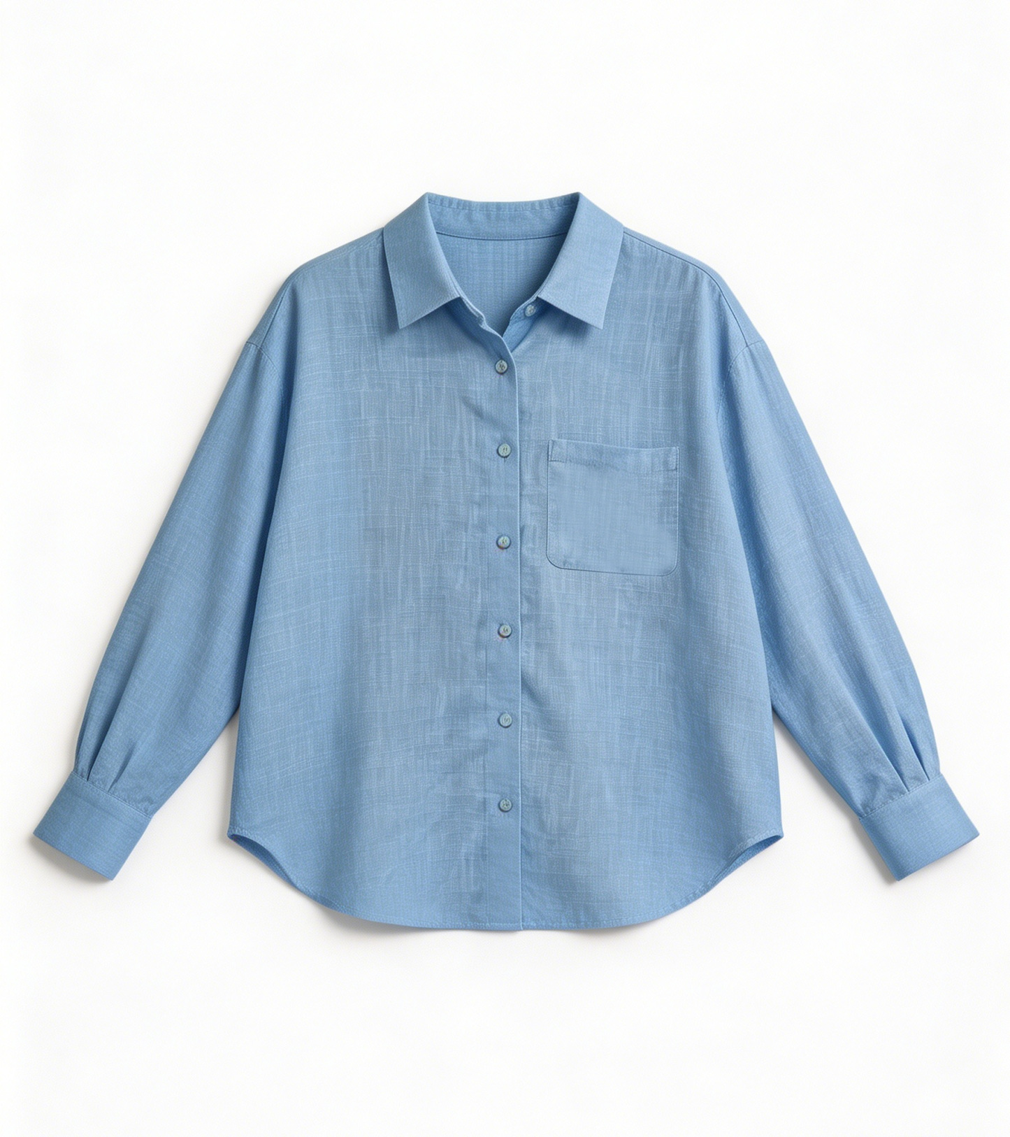 Relaxed Fit Sky Blue Linen Shirt C-42178