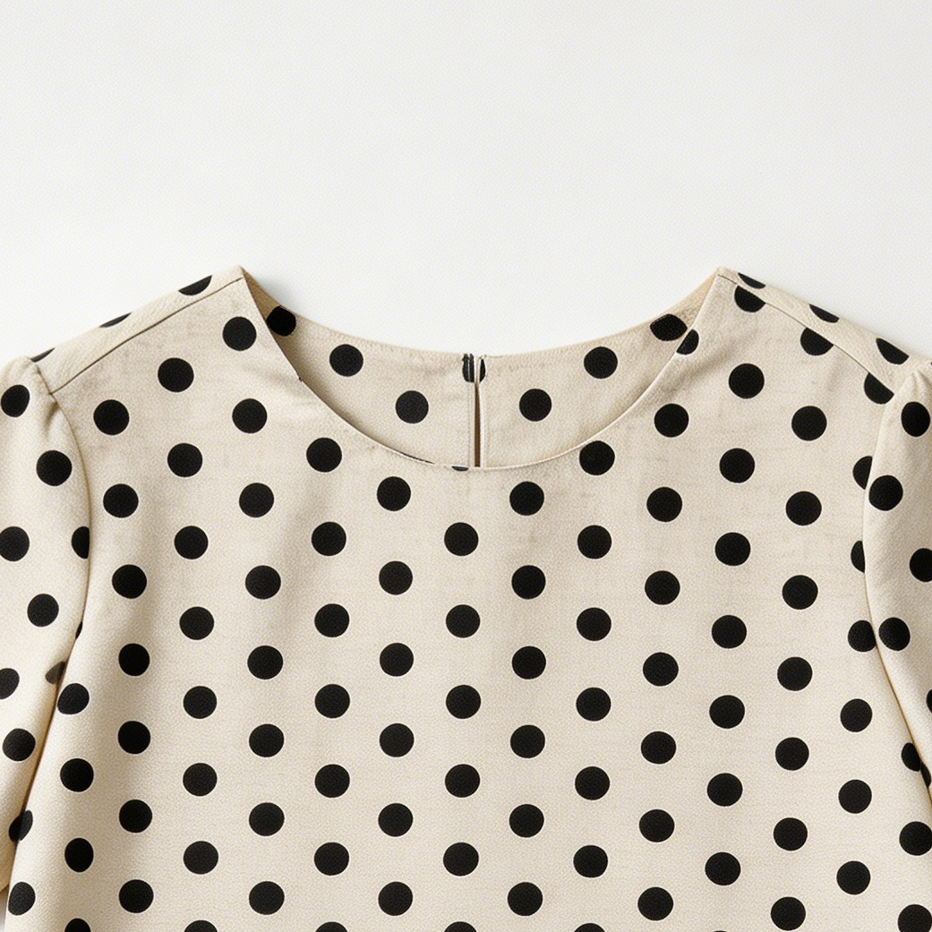 French Style Polka Dot Blouse: Retro Short Sleeve Summer Top C-41804