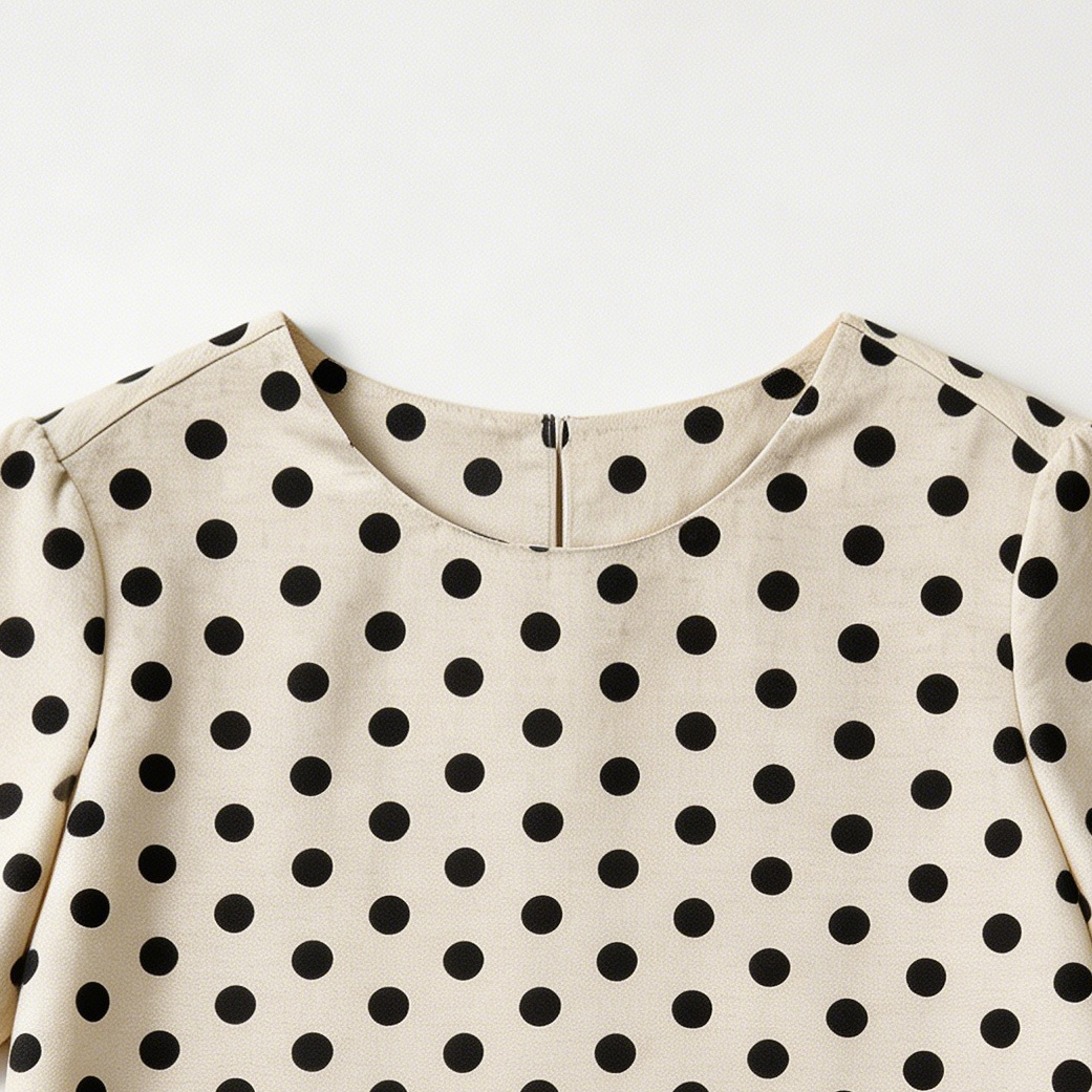 French Style Polka Dot Blouse: Retro Short Sleeve Summer Top C-41804