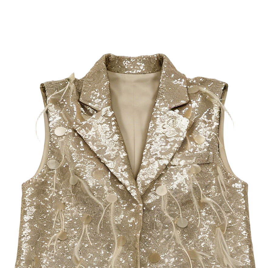 Women’s Sequin Tassel Sleeveless Blazer Vest K-27947