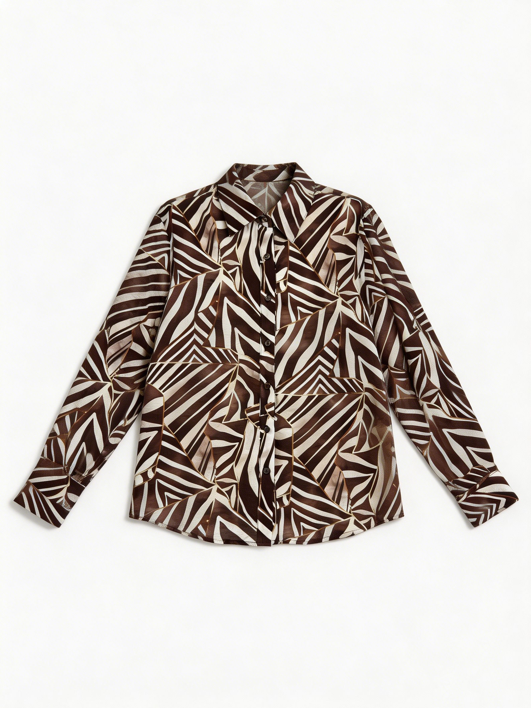 Women’s Zebra Print Long Sleeve Button Down Shirt A-43141