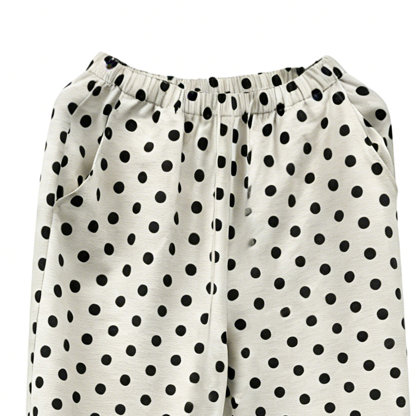 Polka Dot Paperbag Waist Pants Women Summer Casual Trousers C-40016