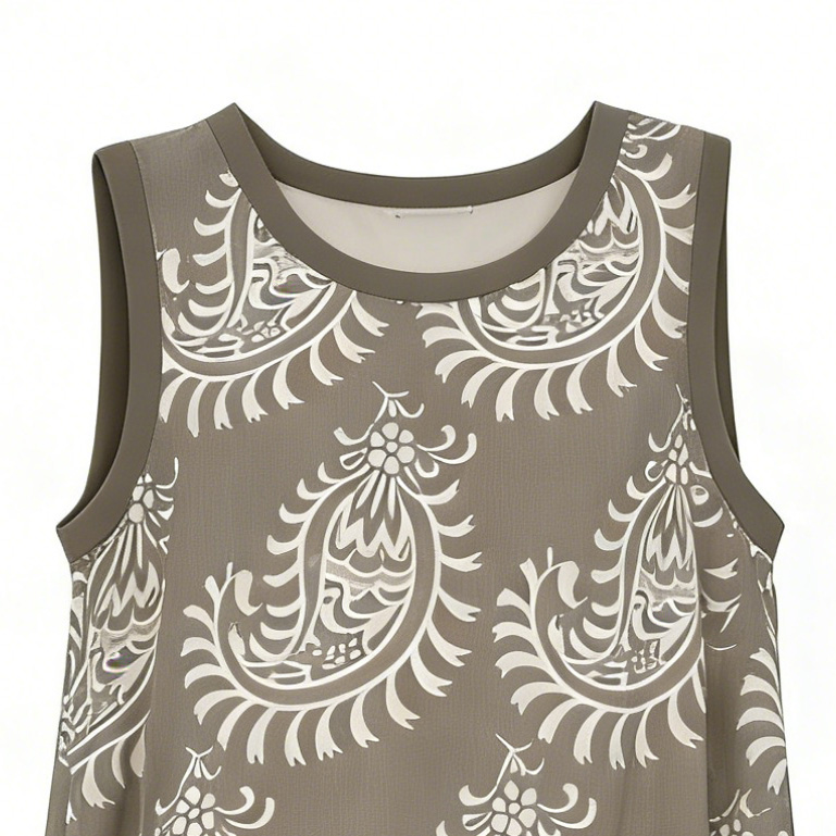 Sleeveless Paisley Print Maxi Dress, Boho Resort Wear 