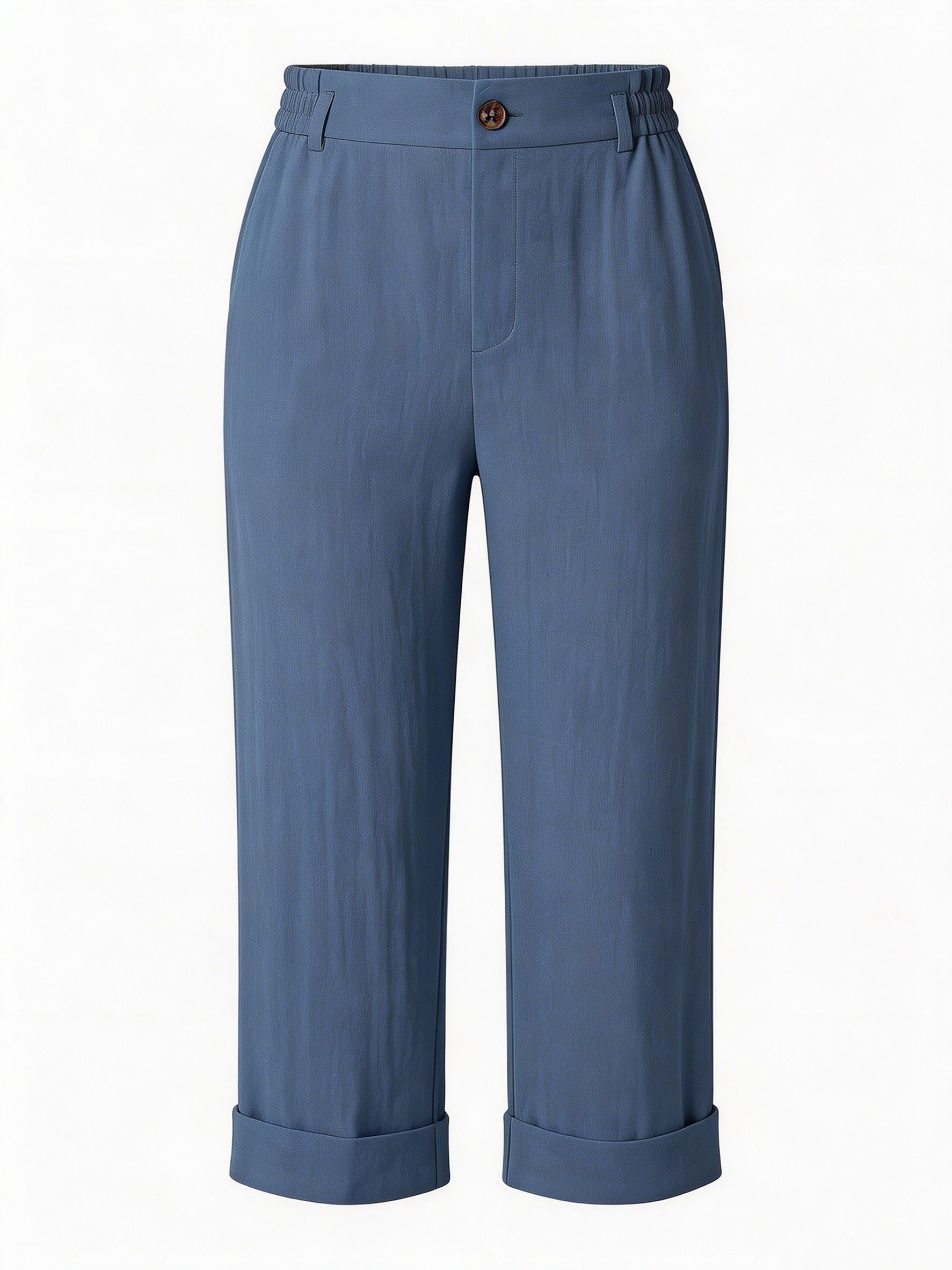 Elegant Blue High Waist Straight Leg Pants - Premium Everyday Bottoms XW-26912