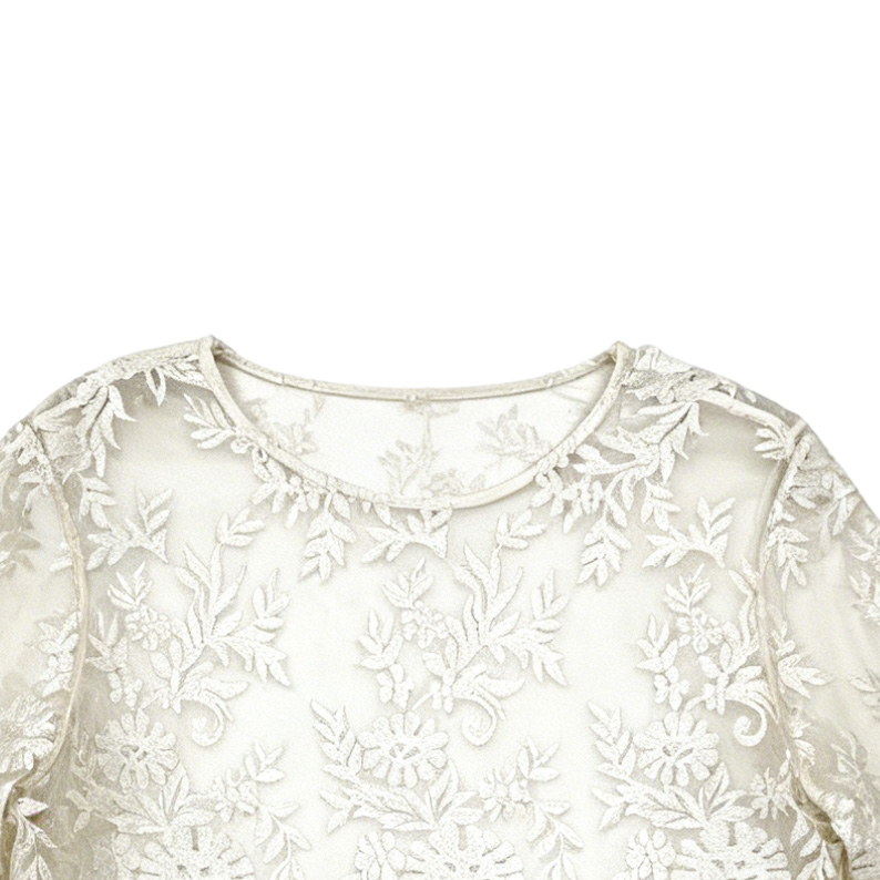 Women Vintage Floral Lace 3/4 Sleeve Blouse 76595
