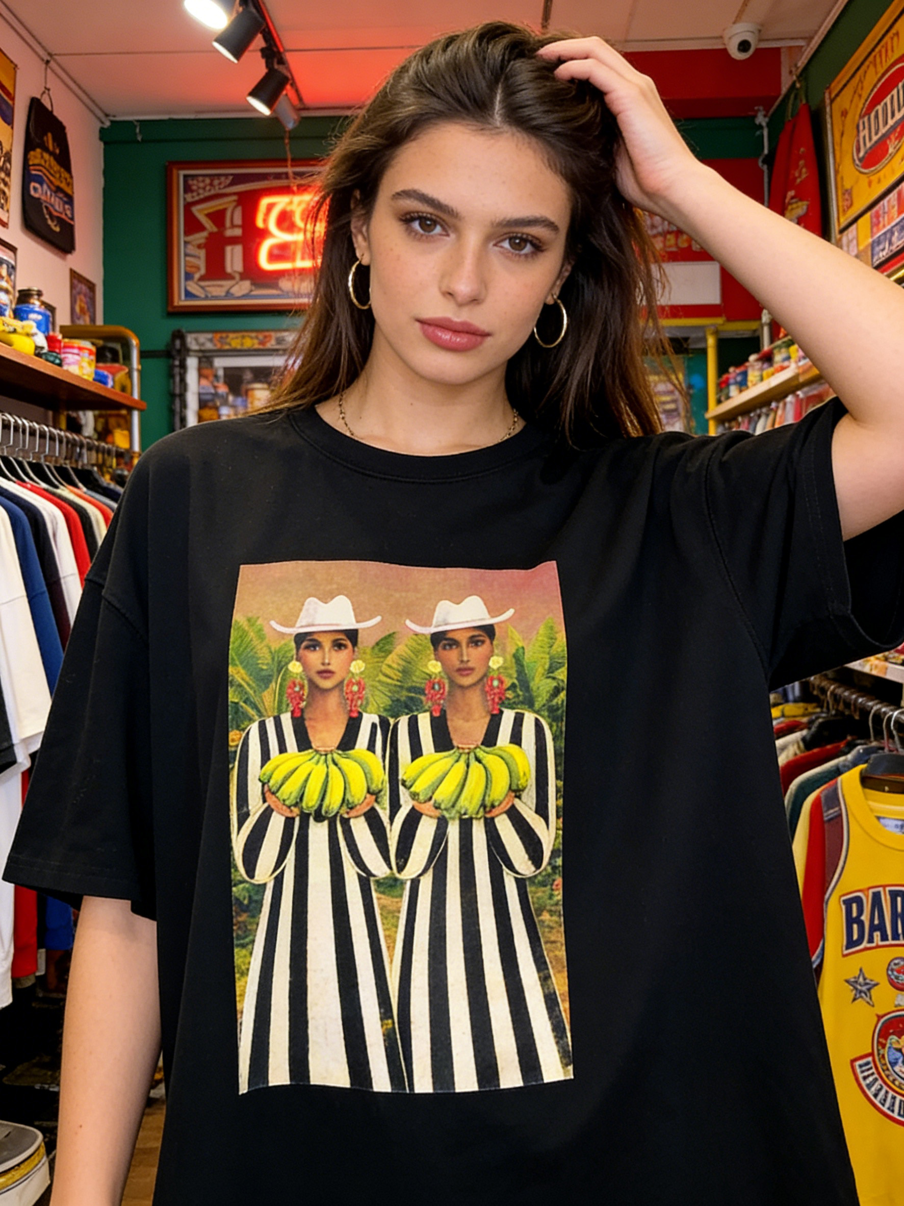 Women’s Oversized Graphic Print Casual Crew Neck T-Shirt
