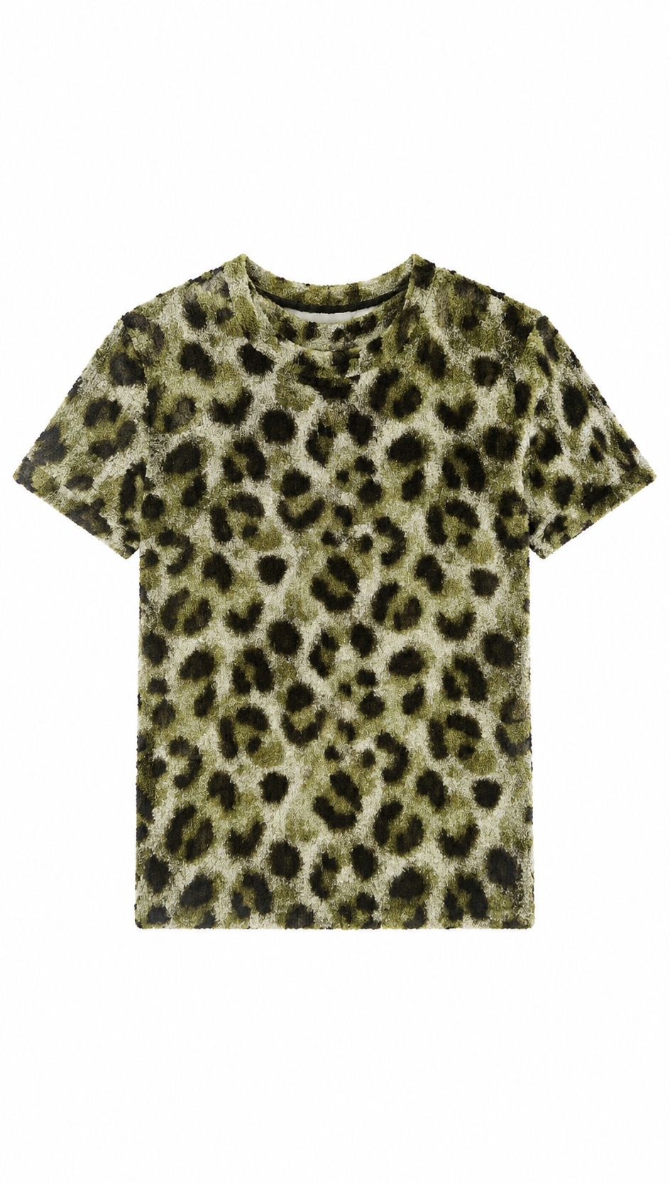 Leopard Print Fitted Top – Soft Stretch Crew Neck Short Sleeve Trendy Women’s T-Shirt AN-121003
