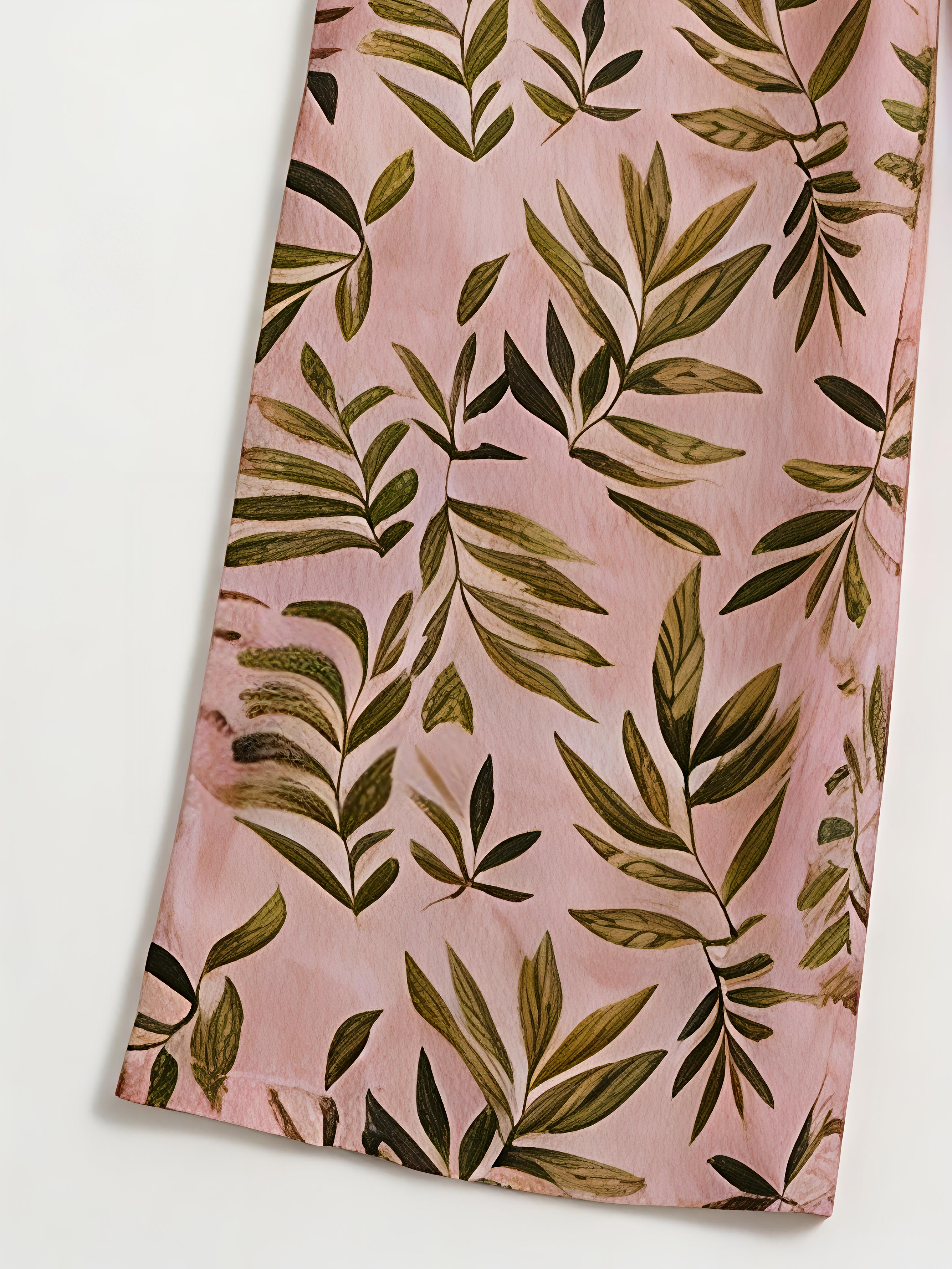 Trendy Boho Leaf Print Two Piece Co-ord Set - Elegant Resort Wear for Women AN-030921