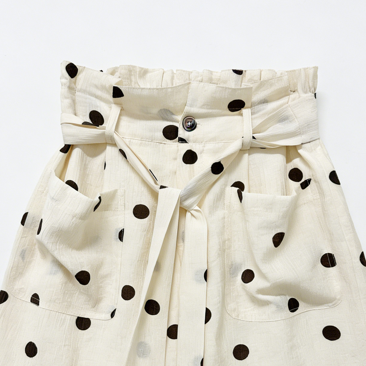 French Retro Polka Dot 2-Piece Set: Loose Shirt & Paperbag Shorts A-42105+A-42078