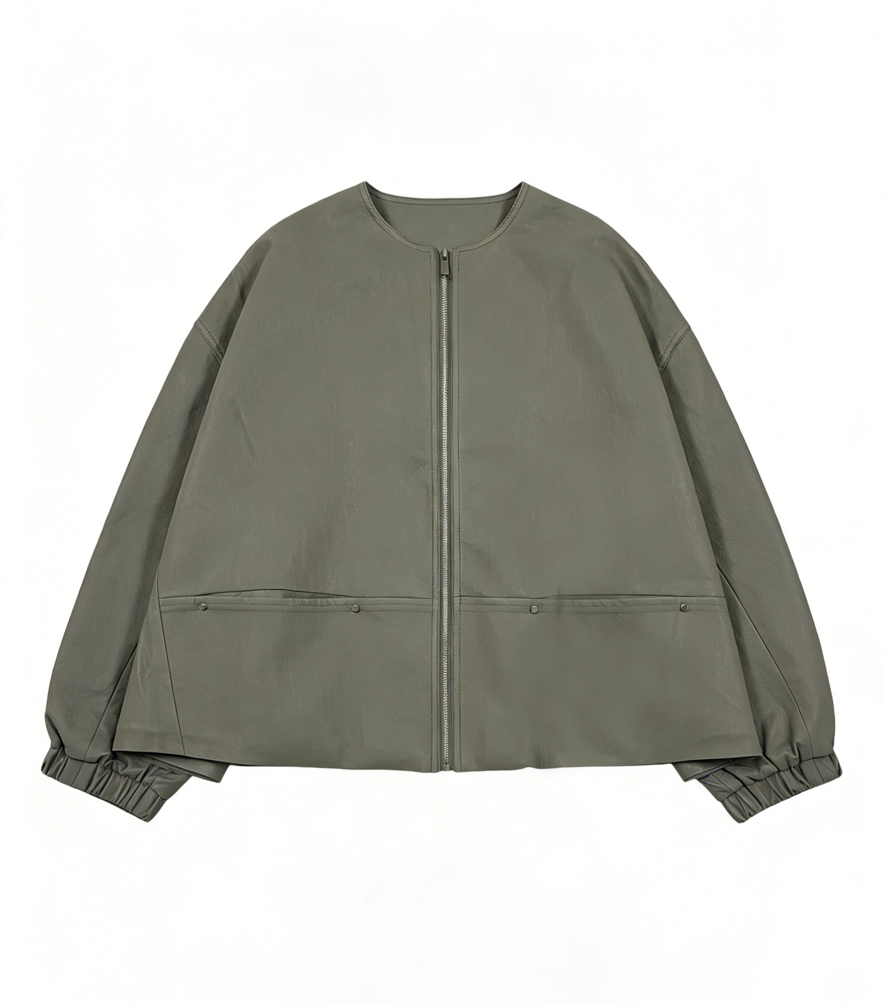 Minimalist Faux Leather Zip-Up Jacket – Cropped Urban Spring Fall Outerwear 27531