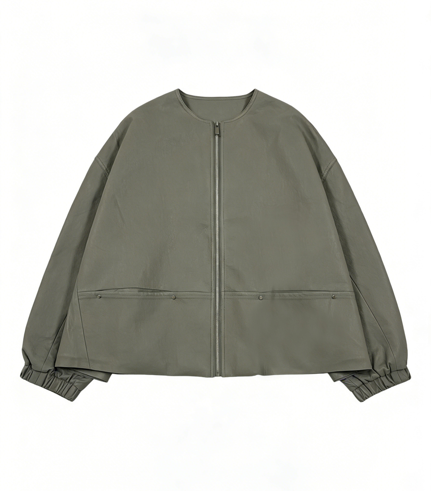 Minimalist Faux Leather Zip-Up Jacket – Cropped Urban Spring Fall Outerwear 27531