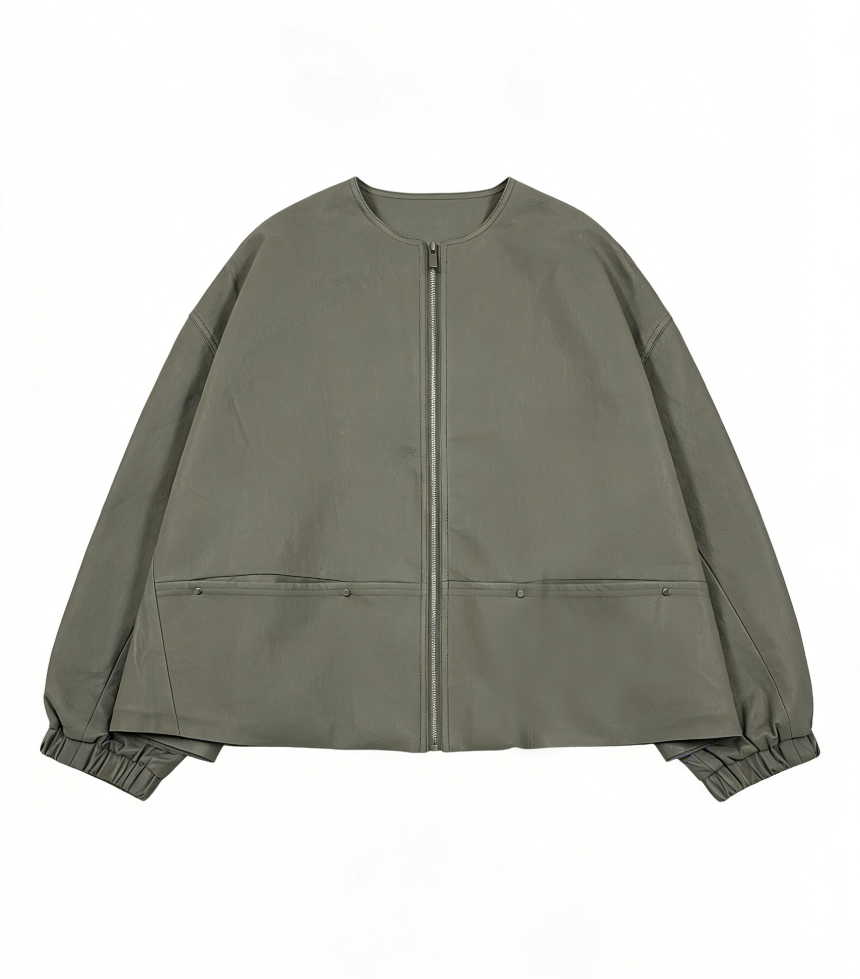 Minimalist Faux Leather Zip-Up Jacket – Cropped Urban Spring Fall Outerwear 27531