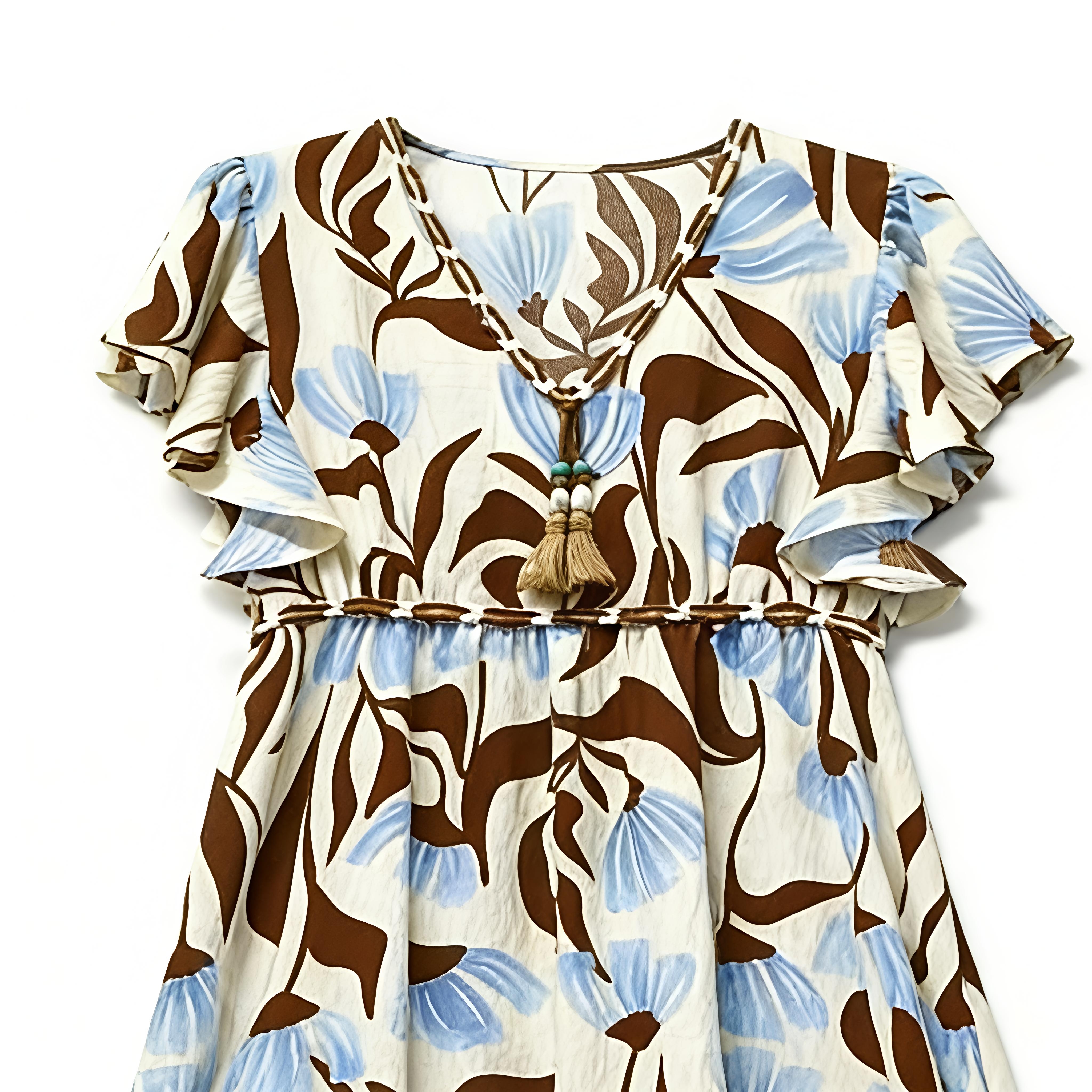 Women Boho Floral Ruffle Maxi Dress Resort Wear C-42532