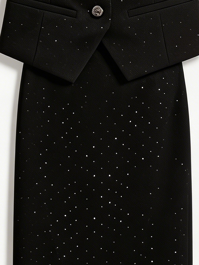 Modern Retro Square Neck Button Front Vest Top Slim Fit Long Skirt Ensemble C-41461+C-41462