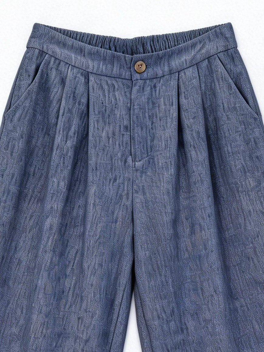 Minimalist High-Waisted Linen-Blend Wide-Leg Pants AN-750017