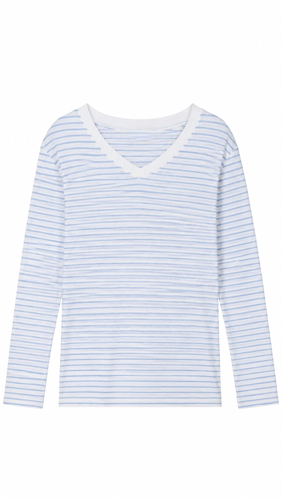 Women's Stripe V-Neck Long Sleeve T-Shirt - Soft Knit Top  AN-710004