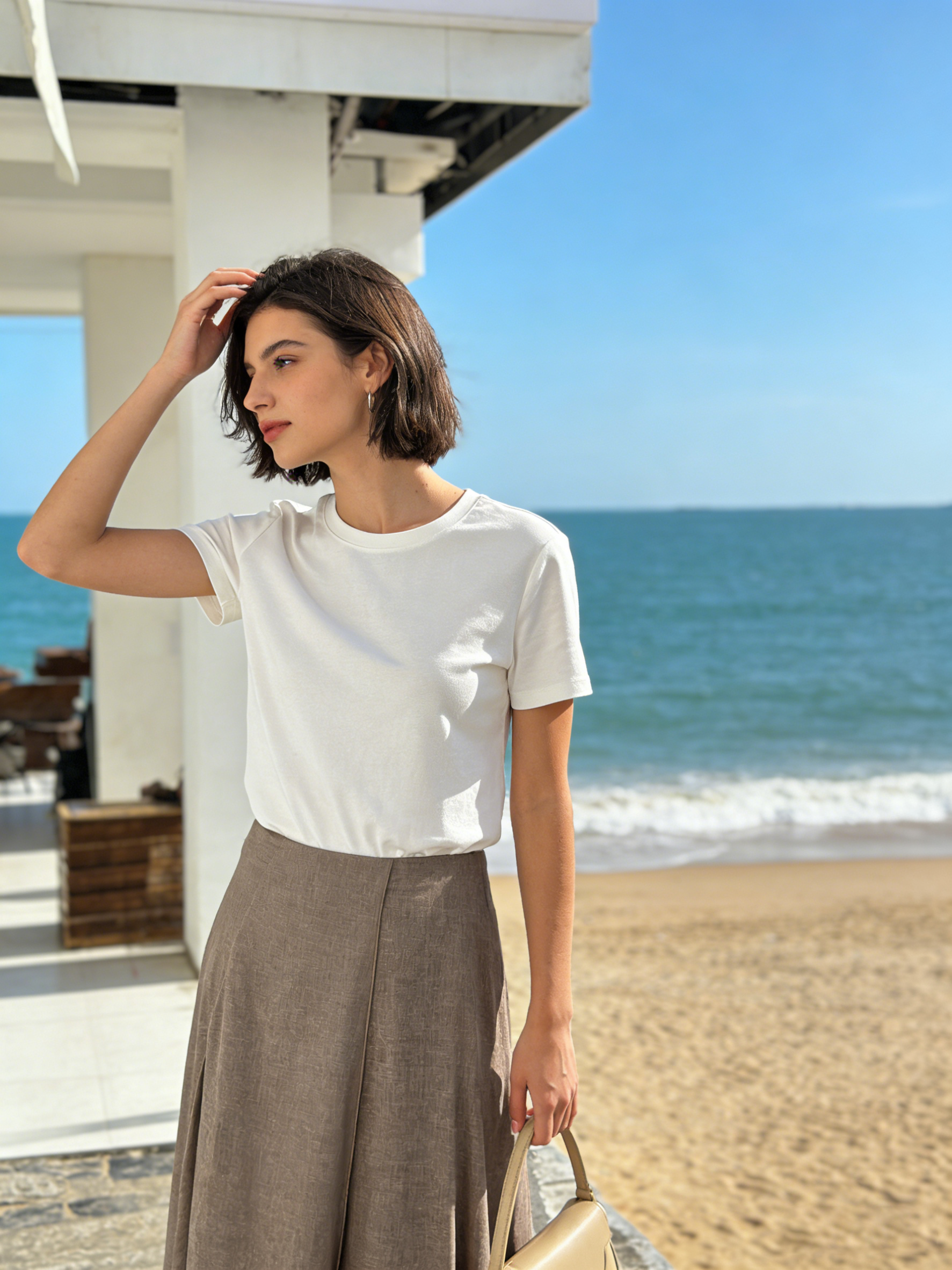 Chic White Linen Pants - Floral Embroidery Relaxed Fit Summer Trousers C-42572