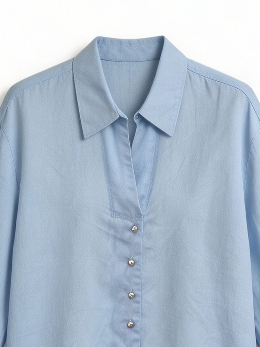 Women’s Minimalist Satin Long Sleeve Blouse A-43340