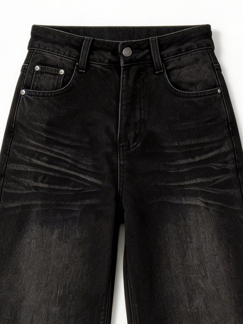 Retro 90s Style High Waist Wide Leg Jeans Washed Grey Relaxed Fit Denim ZY6022
