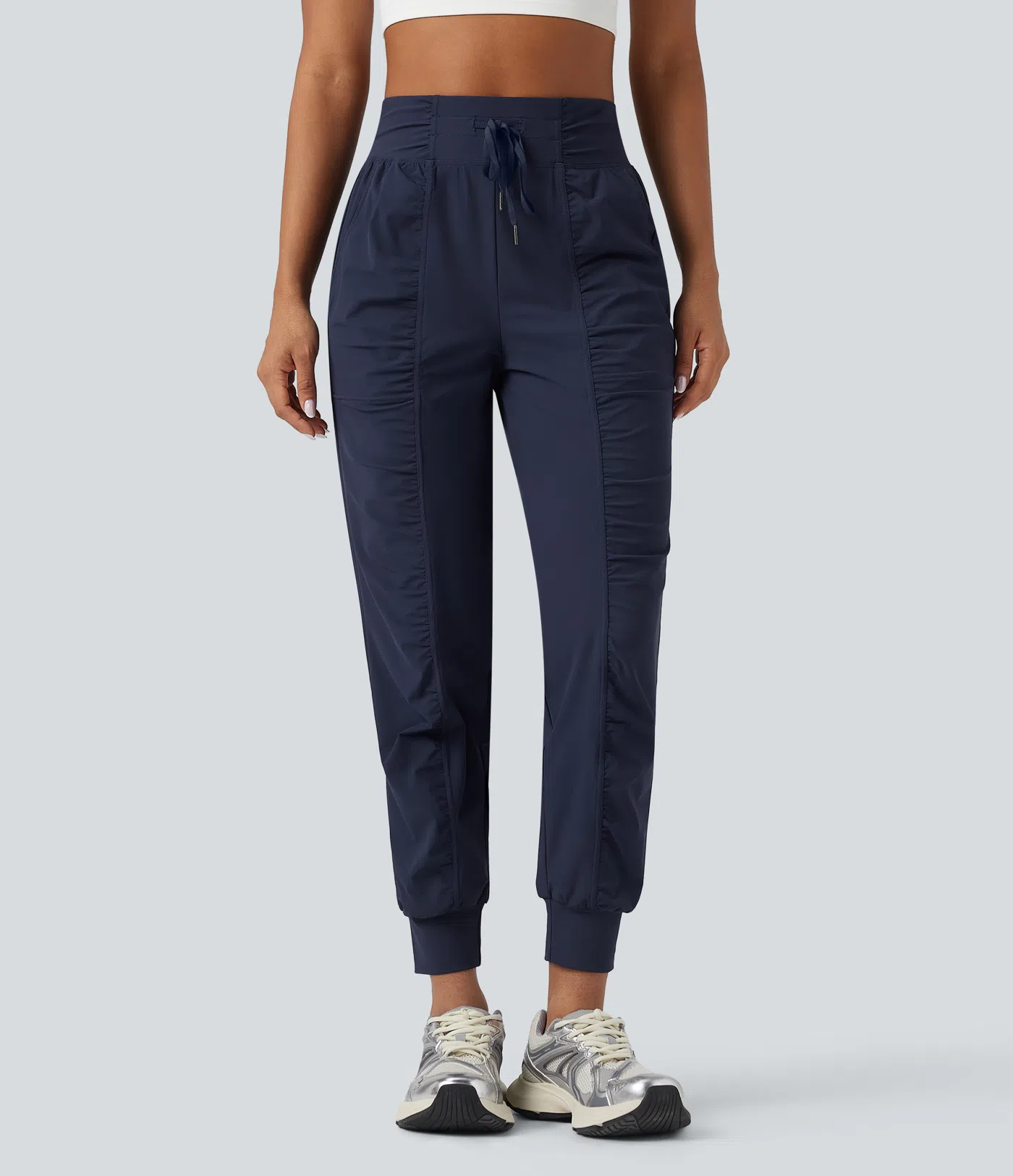Elegant Navy Drawstring Jogger Pants - Premium Everyday Wear XW-26910