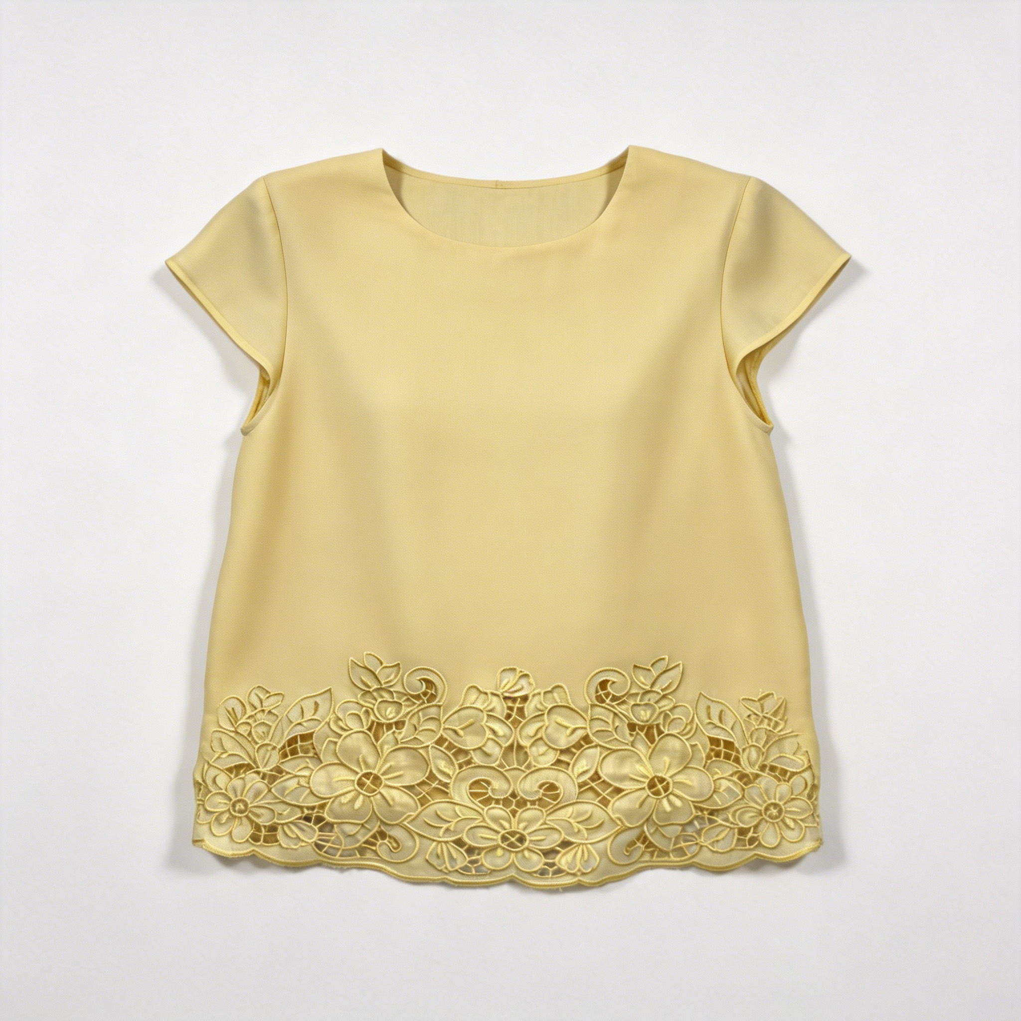 Premium Cut-out Embroidery Linen Top, Elegant Summer Resort Wear A-42591