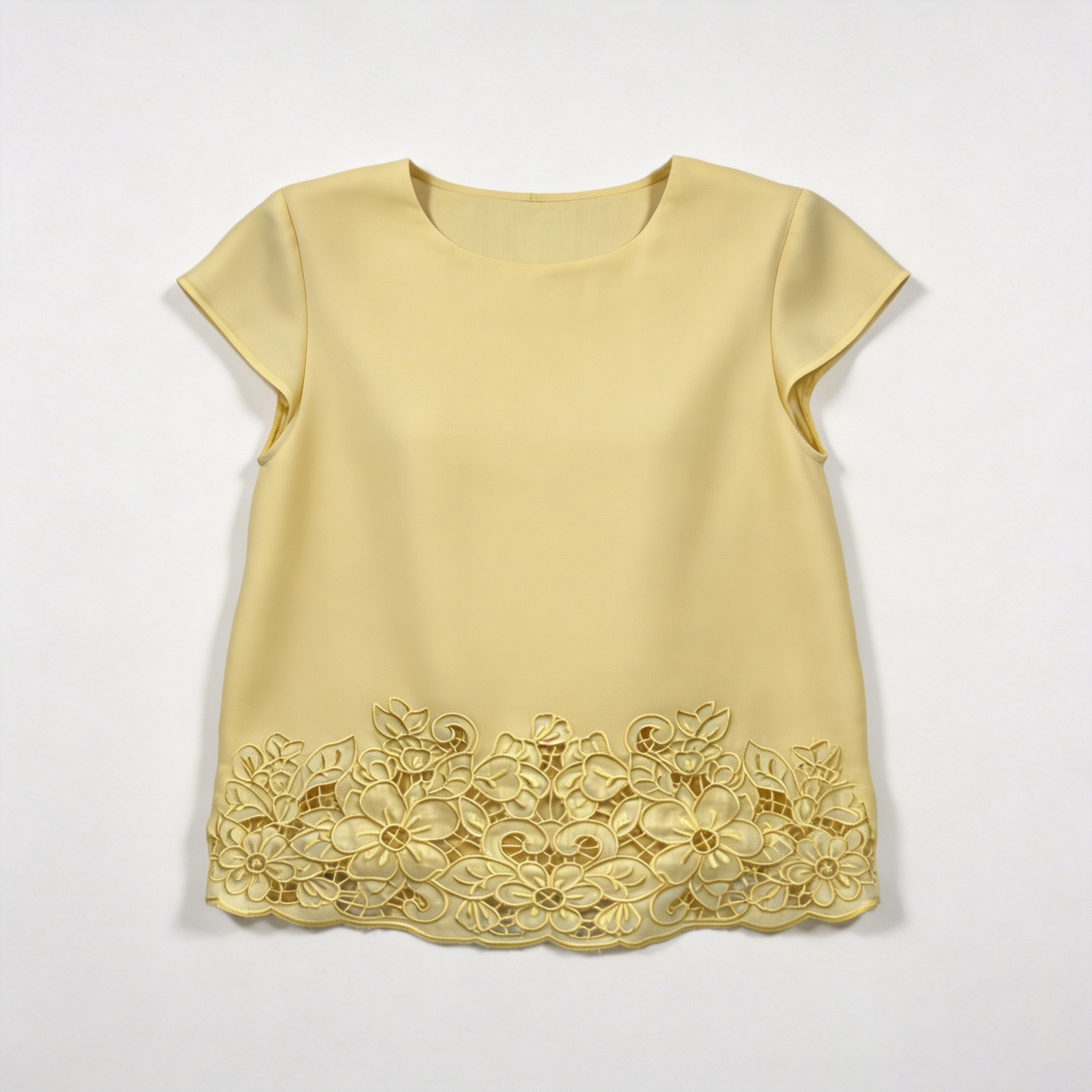 Premium Cut-out Embroidery Linen Top, Elegant Summer Resort Wear A-42591