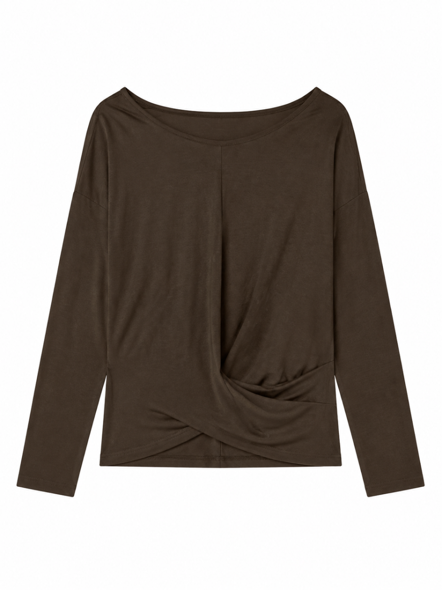 Trendy Fall Twist‑Front Wrap‑Top W-41503